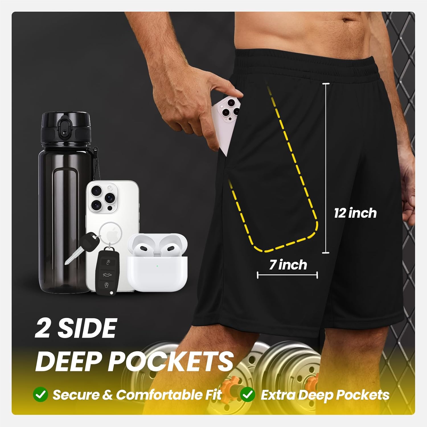 BALENNZ Athletic Shorts for Men with Pockets and Elastic Waistband Quick Dry Act...