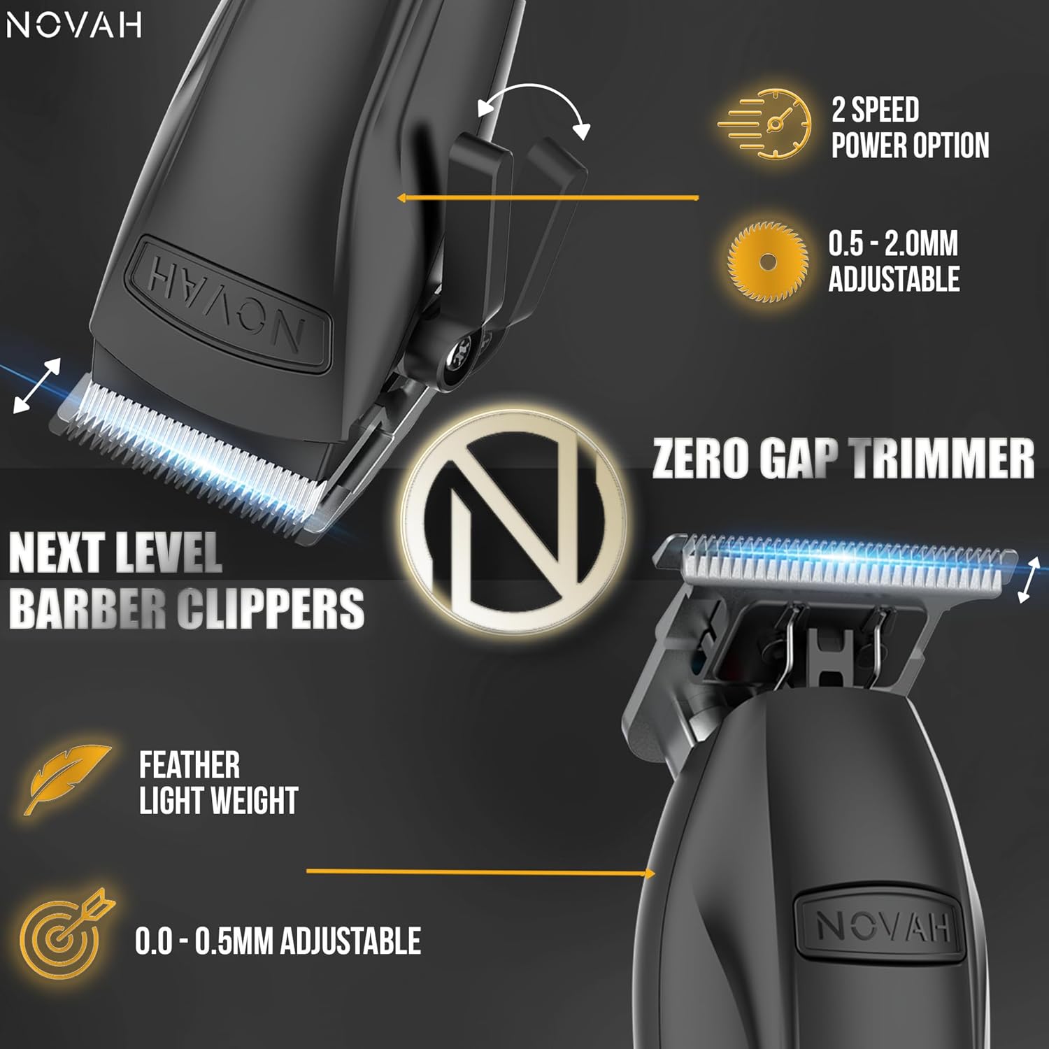 Novah® Professional Hair Clippers for Men, Professional Barber Clippers and Trim...