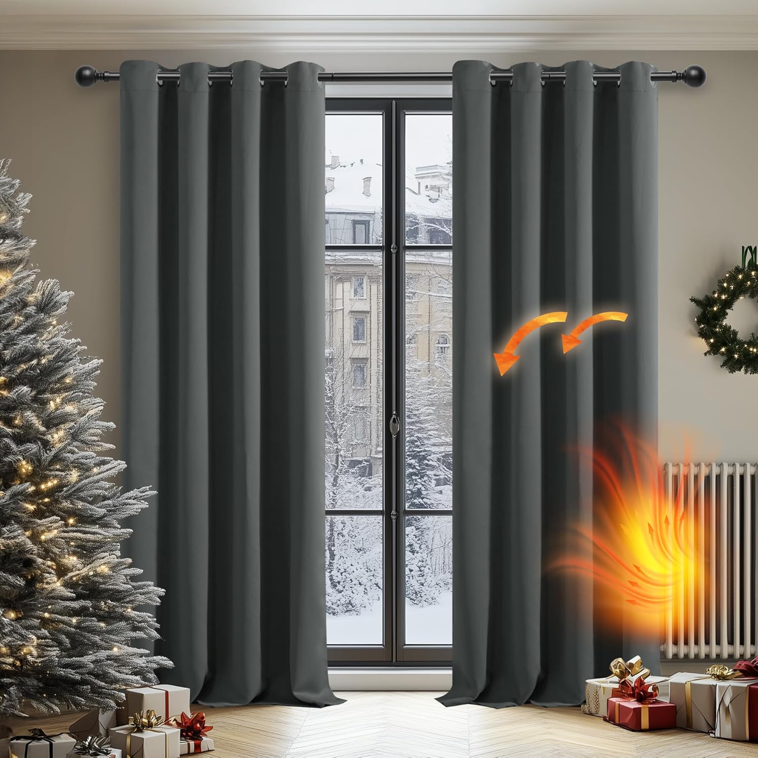 Deconovo Super Soft Solid Thermal Curtains Eyelet Blackout Curtains for Nursery...