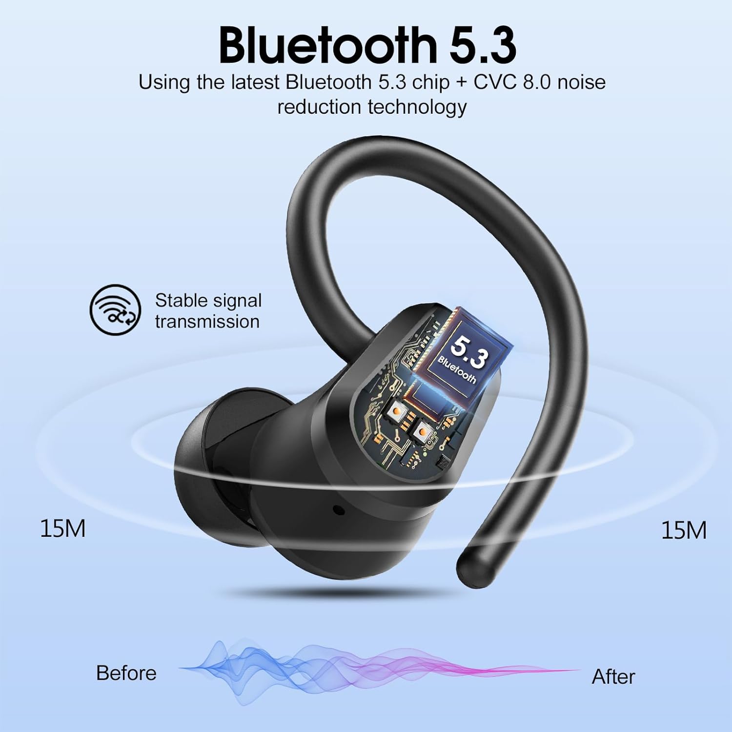 Wireless Earbuds, Bluetooth 5.3 Headphones with 4 ENC Noise Canceling Mic, 50H S...