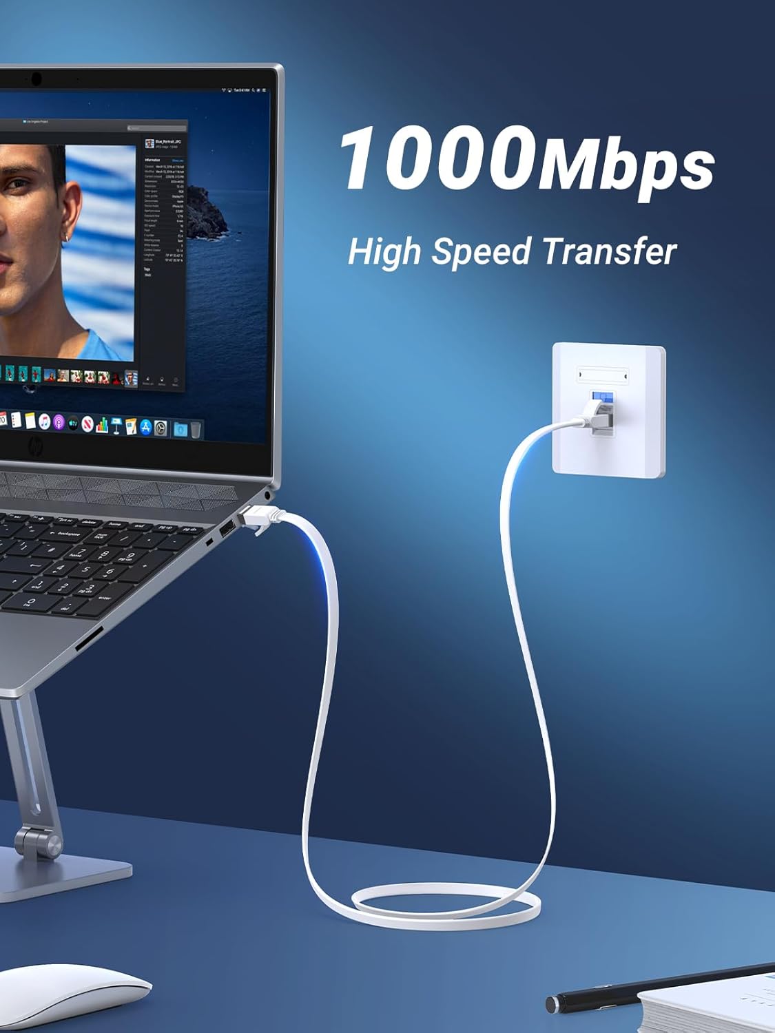 UGREEN Ethernet Cable 10M, Flat RJ45 LAN Gigabit CAT 6 Network Cable, Pure Coppe...
