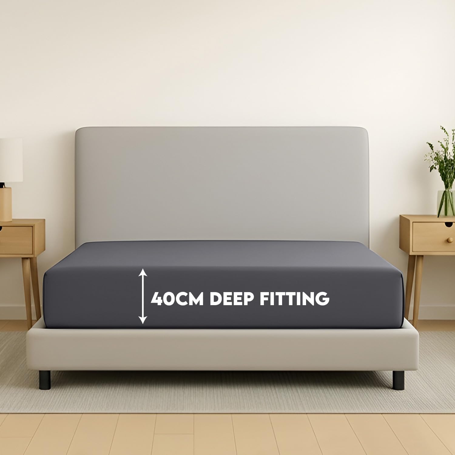 Moonlight Bedding Fitted Sheet 40 Cm Extra Deep Pocket Bed Sheets 16 inch Ultra...