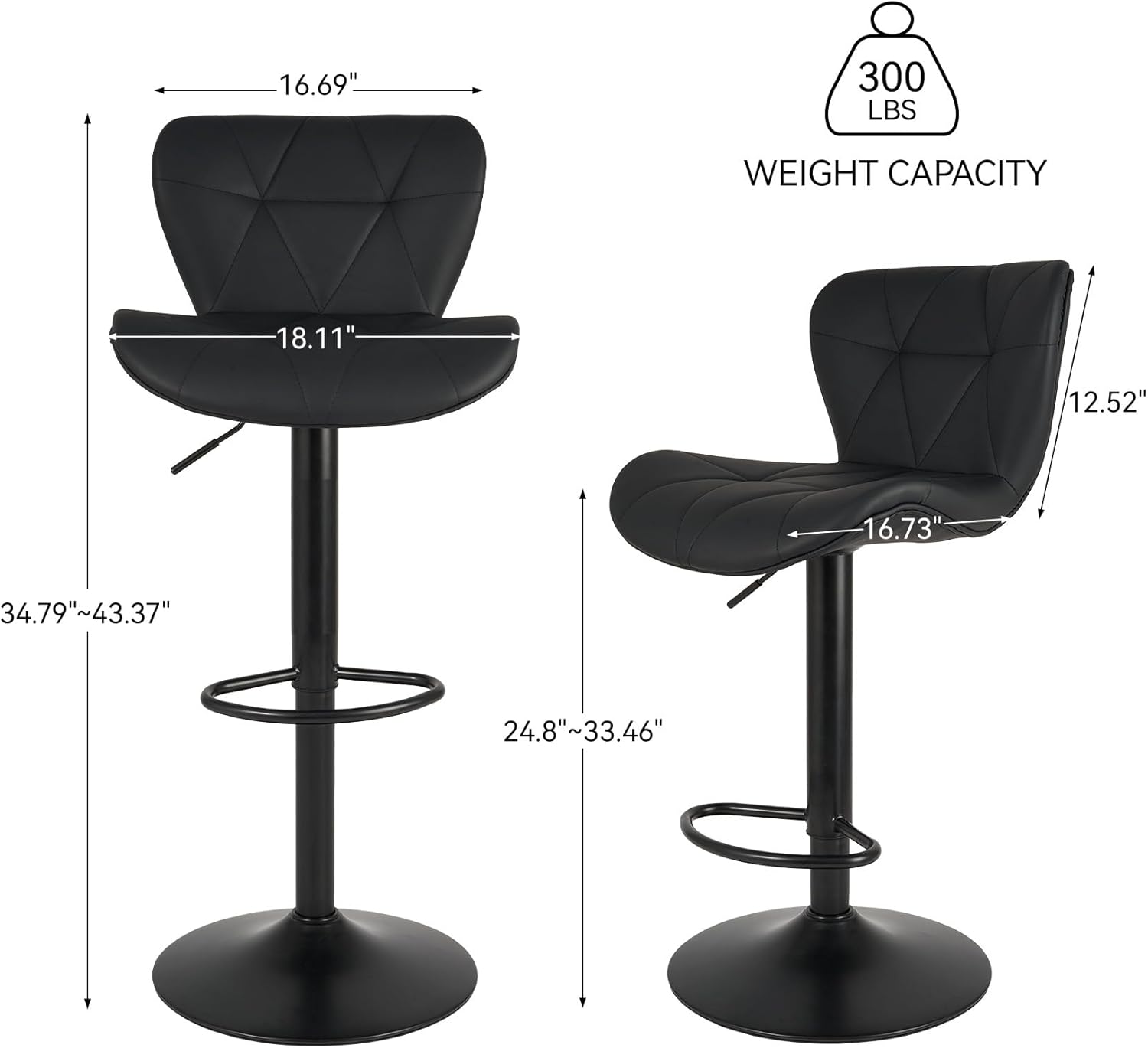 High-Quality Nalupatio Modern Bar Stools, Innovative Adjustable Faux Leather Uph...