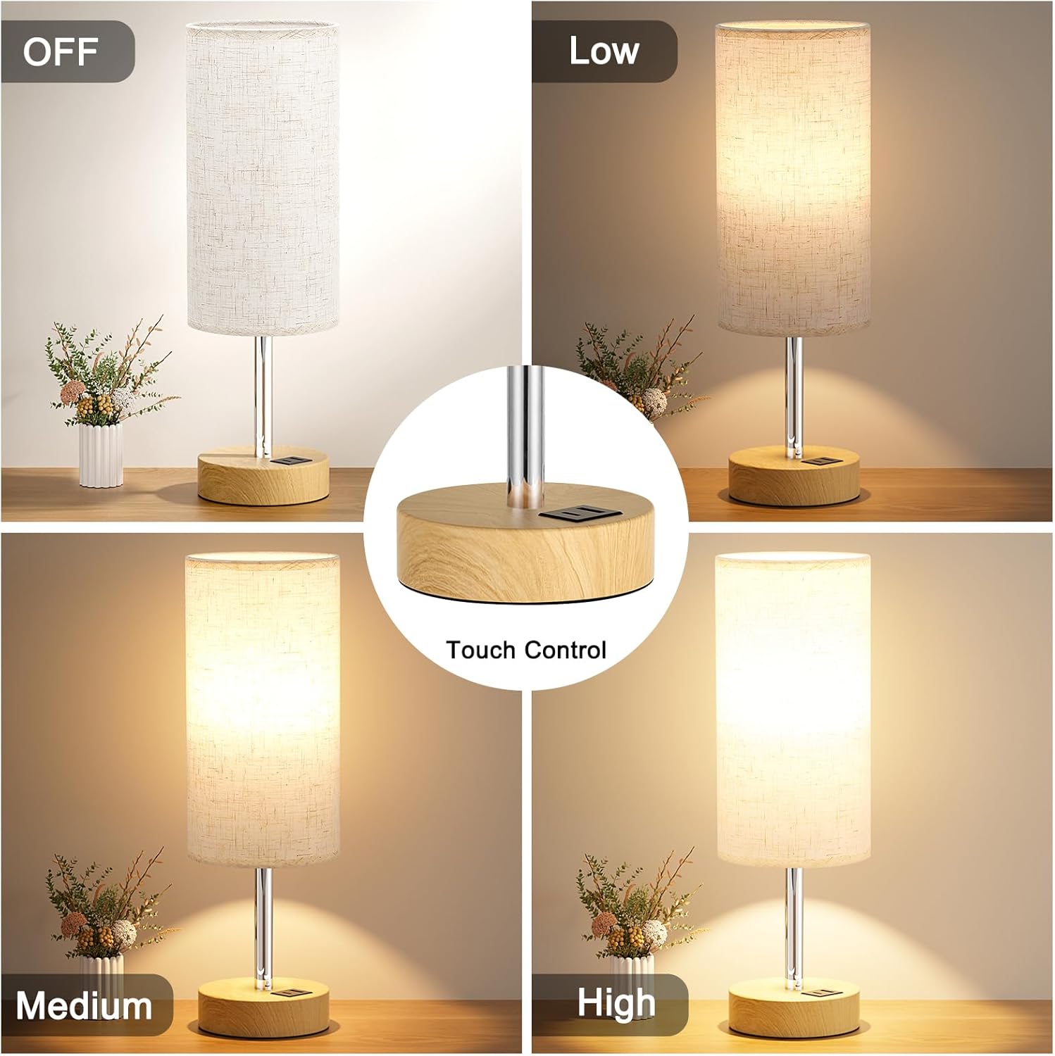 Aooshine Bedside Lamps, Table Lamp for Living Room Bedroom, Touch Lamps Bedside...