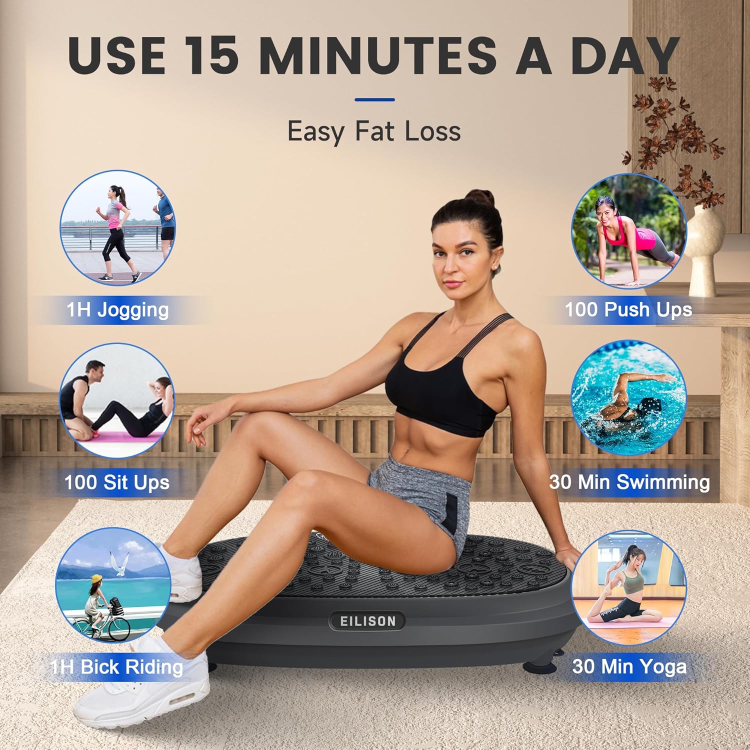 EILISON FitMaxx 3D XL Vibration Plate Exercise Machine - Whole Body Workout Vibr...