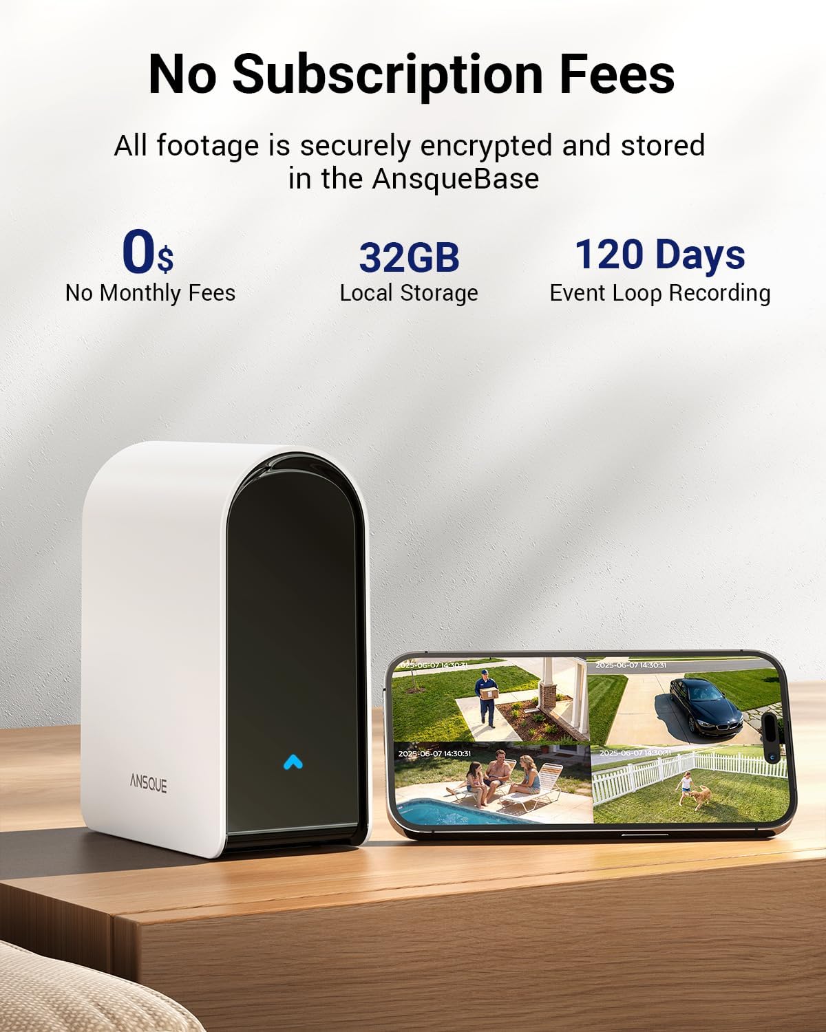 ANSQUE Security Cameras Wireless Outdoor Home System, 4 Camera Kit, No Subscript...