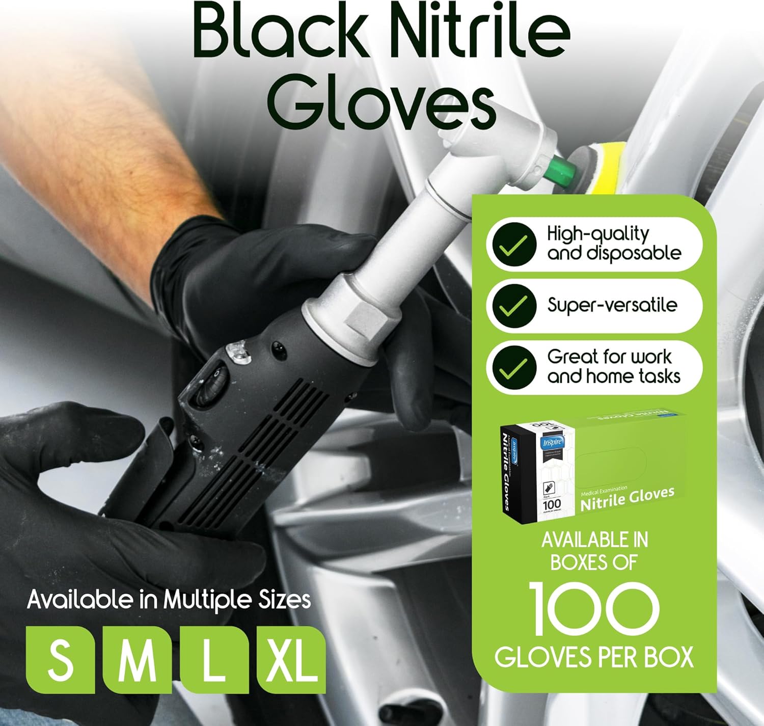 Inspire Black Nitrile Disposable Gloves | 4.5 Nitrile Disposable Safety Medical...