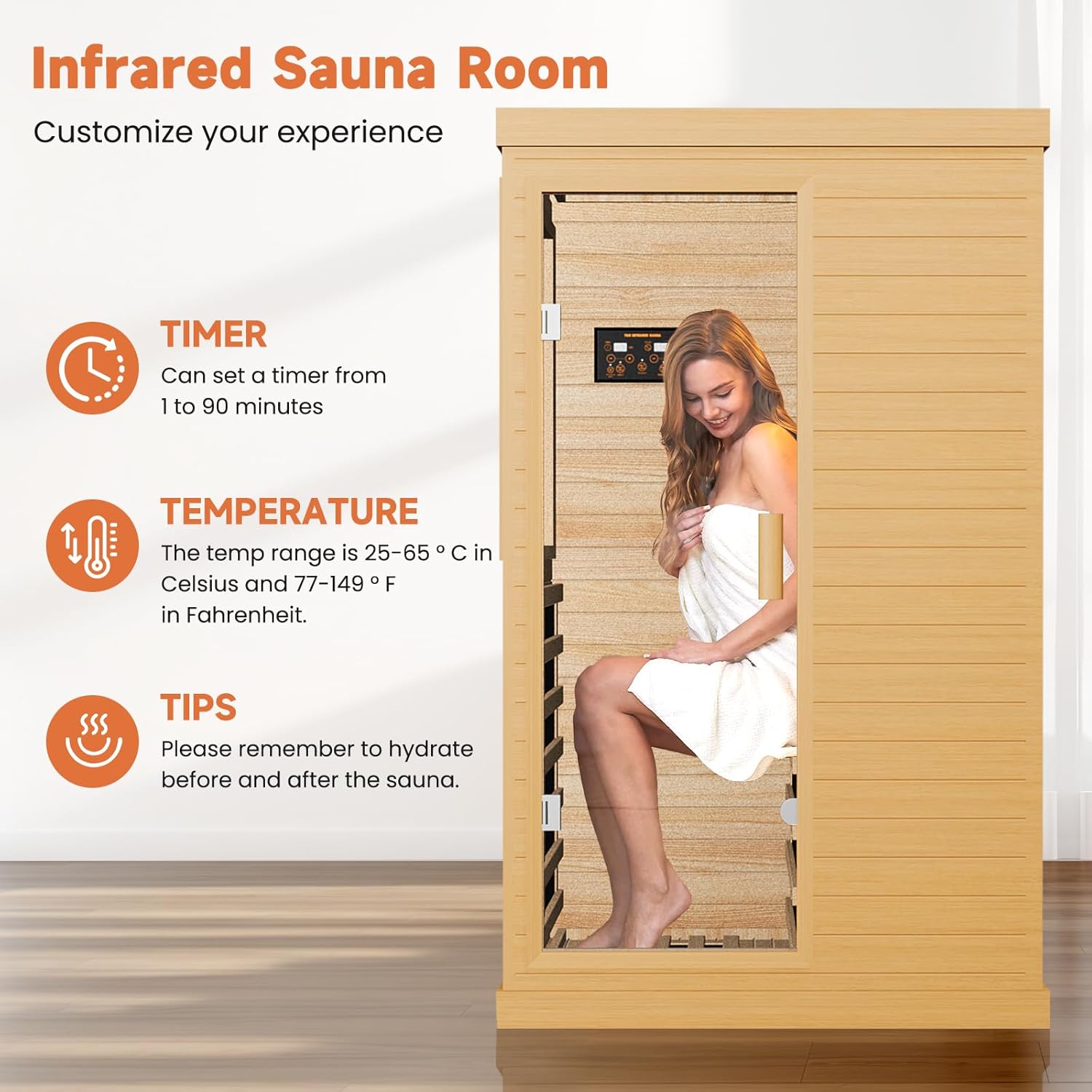 OUTEXER Far Infrared Sauna Home Sauna Spa Room Canadian Hemlock Wood 1200W Indoo...