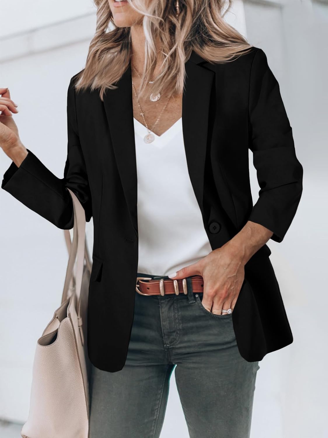 Cicy Bell Womens Casual Blazers Open Front Long Sleeve Work Office Suit Jackets...