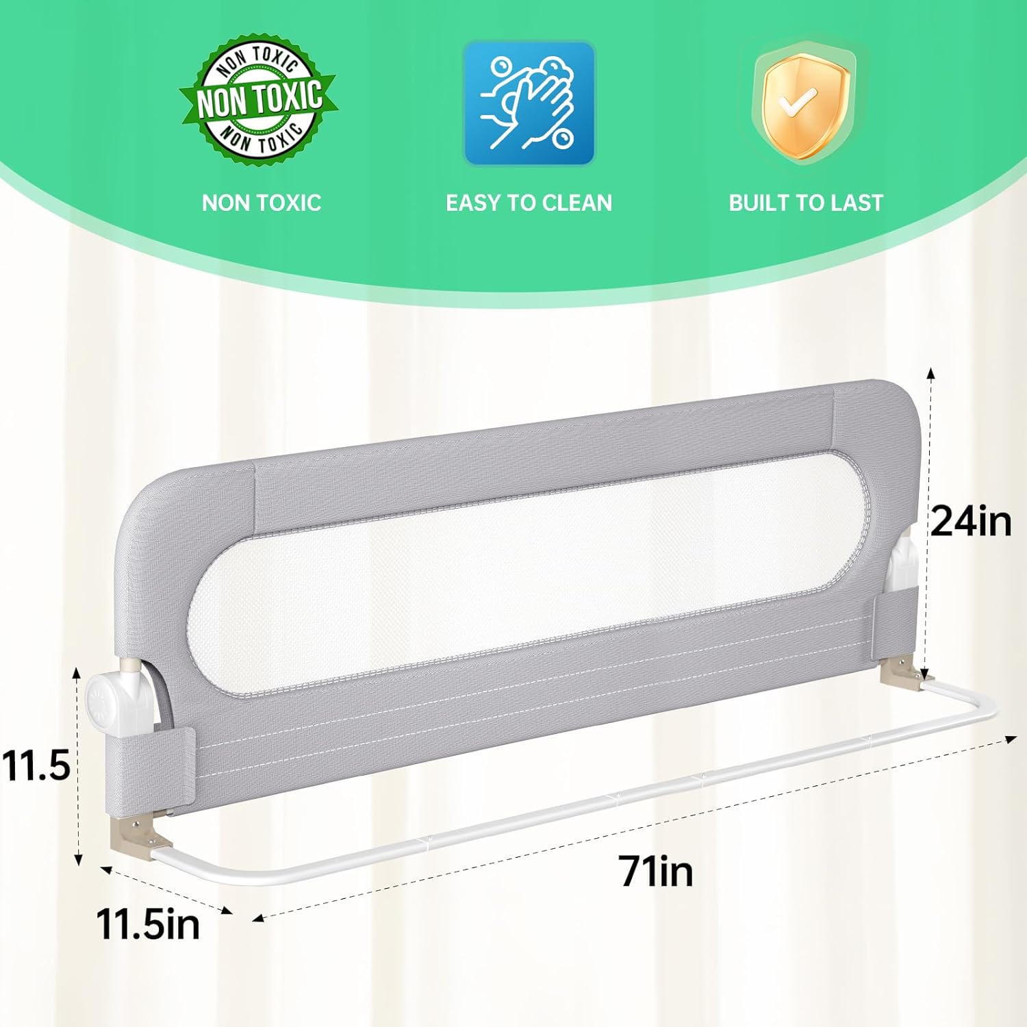 UPGOGO Folding Bed Rail for Toddlers,Baby Bed Rail Guard with Reinforced Anchor...