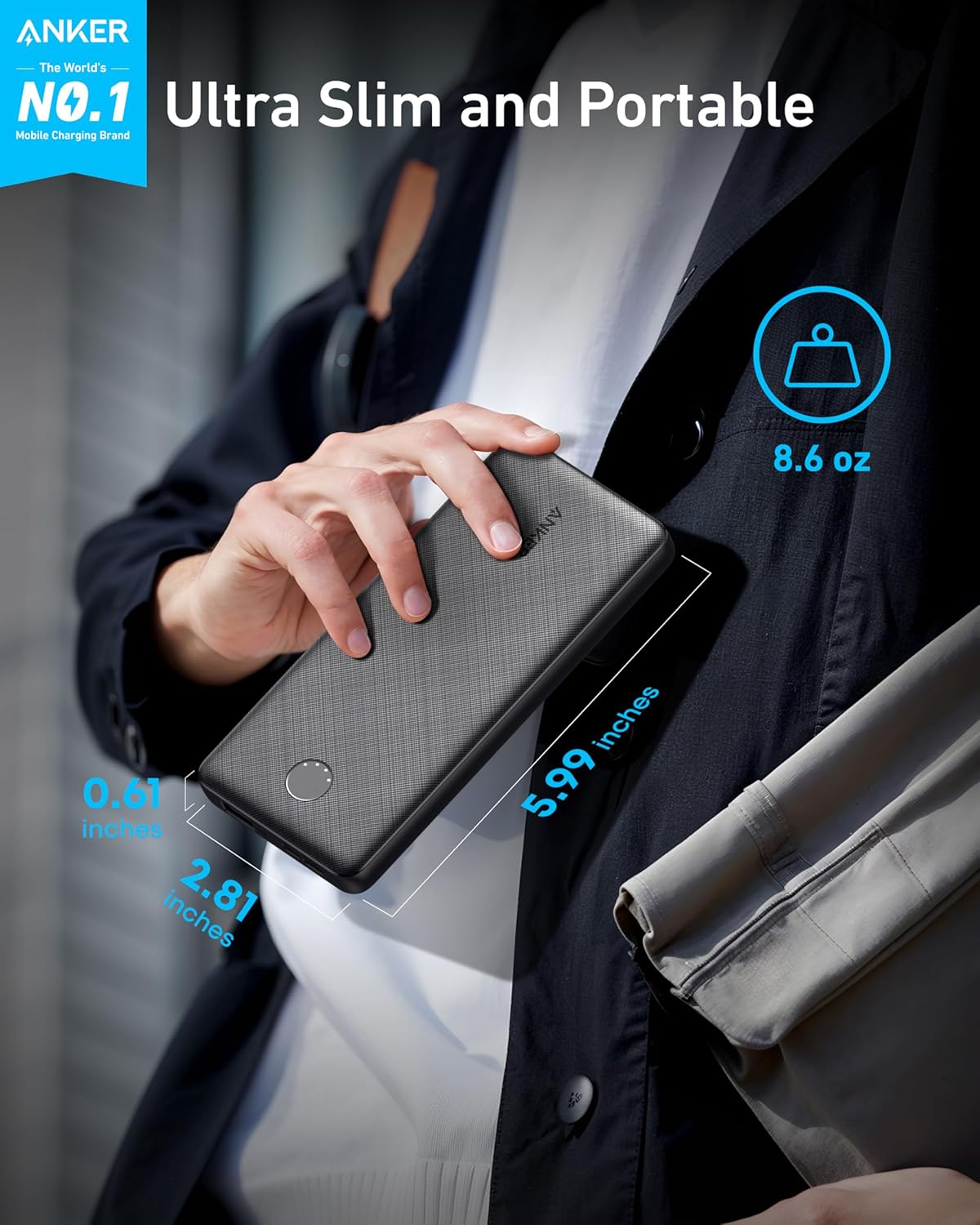 Anker Power Bank(PowerCore 10K), Compact Travel-Ready 10,000mAh Battery Pack wit...
