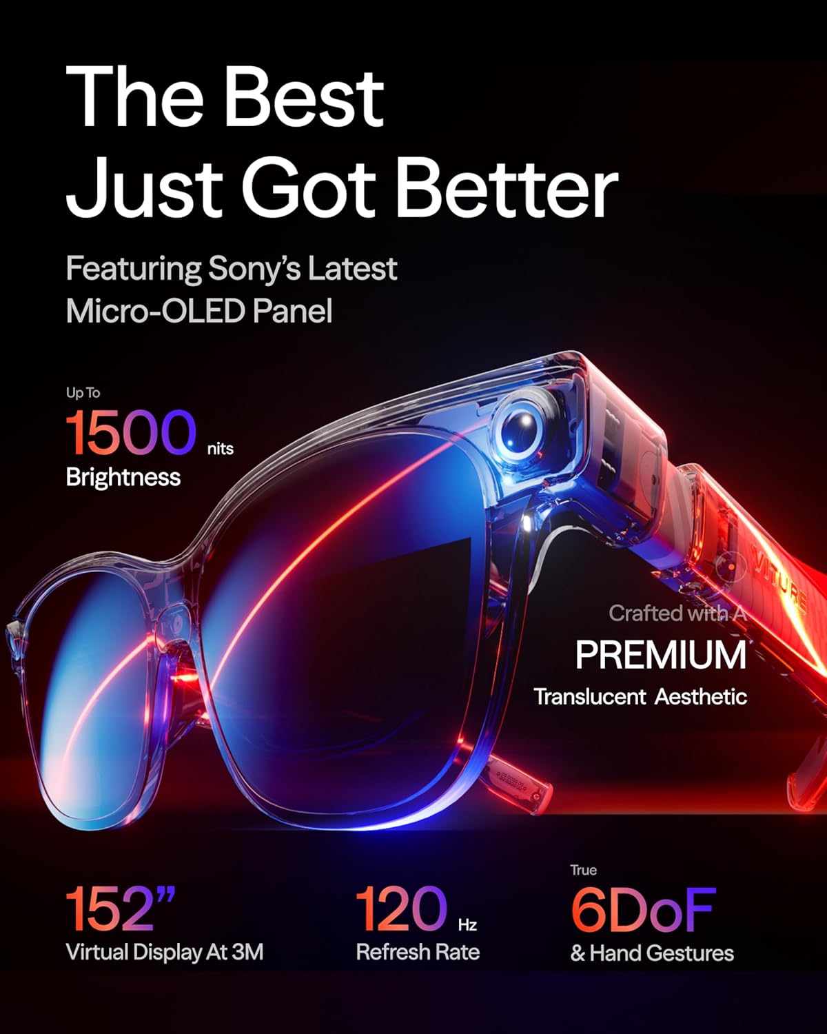 VITURE Luma Ultra XR Glasses, 152'' Ultra Sharp Display, Full 6Dof Support, AR H...