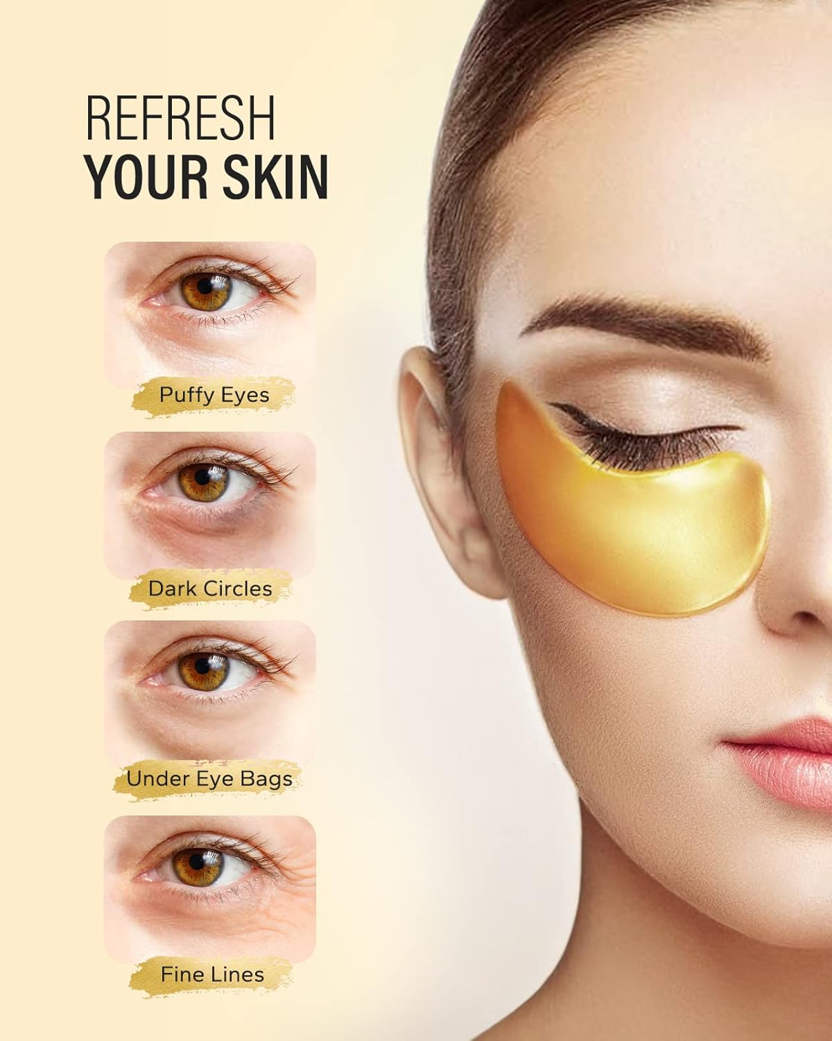 Maskiss 24k Gold Under Eye Patches (25 Pairs), eye mask, Collagen Skin Care Prod...