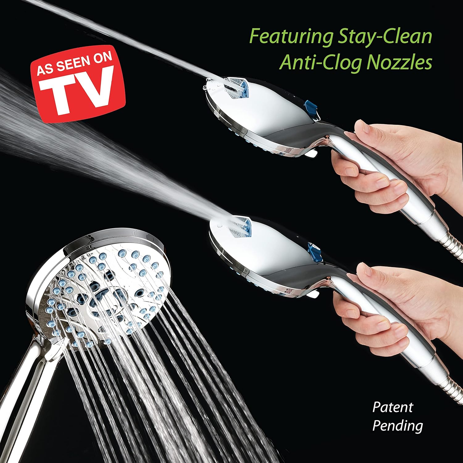 AquaCare High Pressure 8-mode Handheld Shower Head - Anti-clog Nozzles, Built-in...