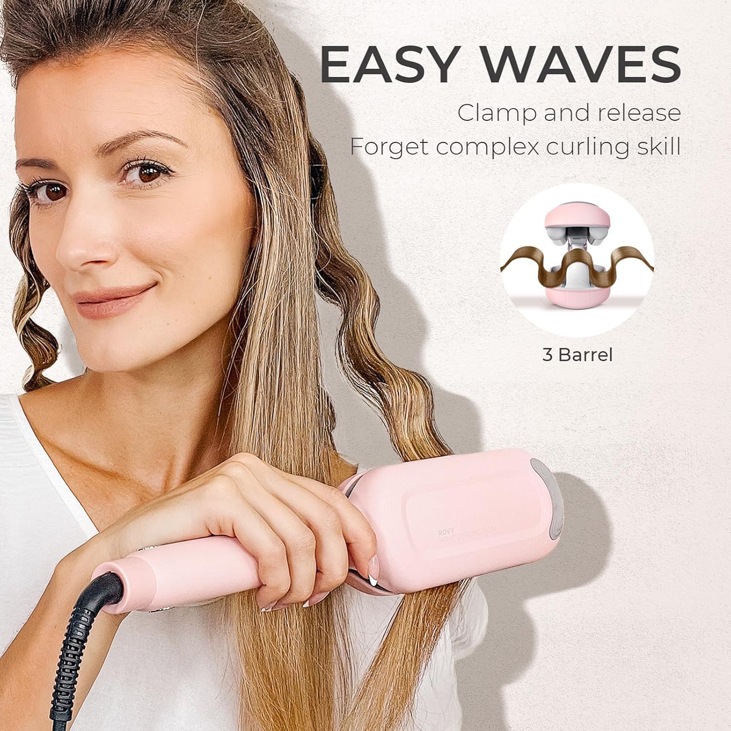 Curling Iron Hair Crimper Waver - TYMO ROVY Beach Waves Curling Wand, Ionic Deep...