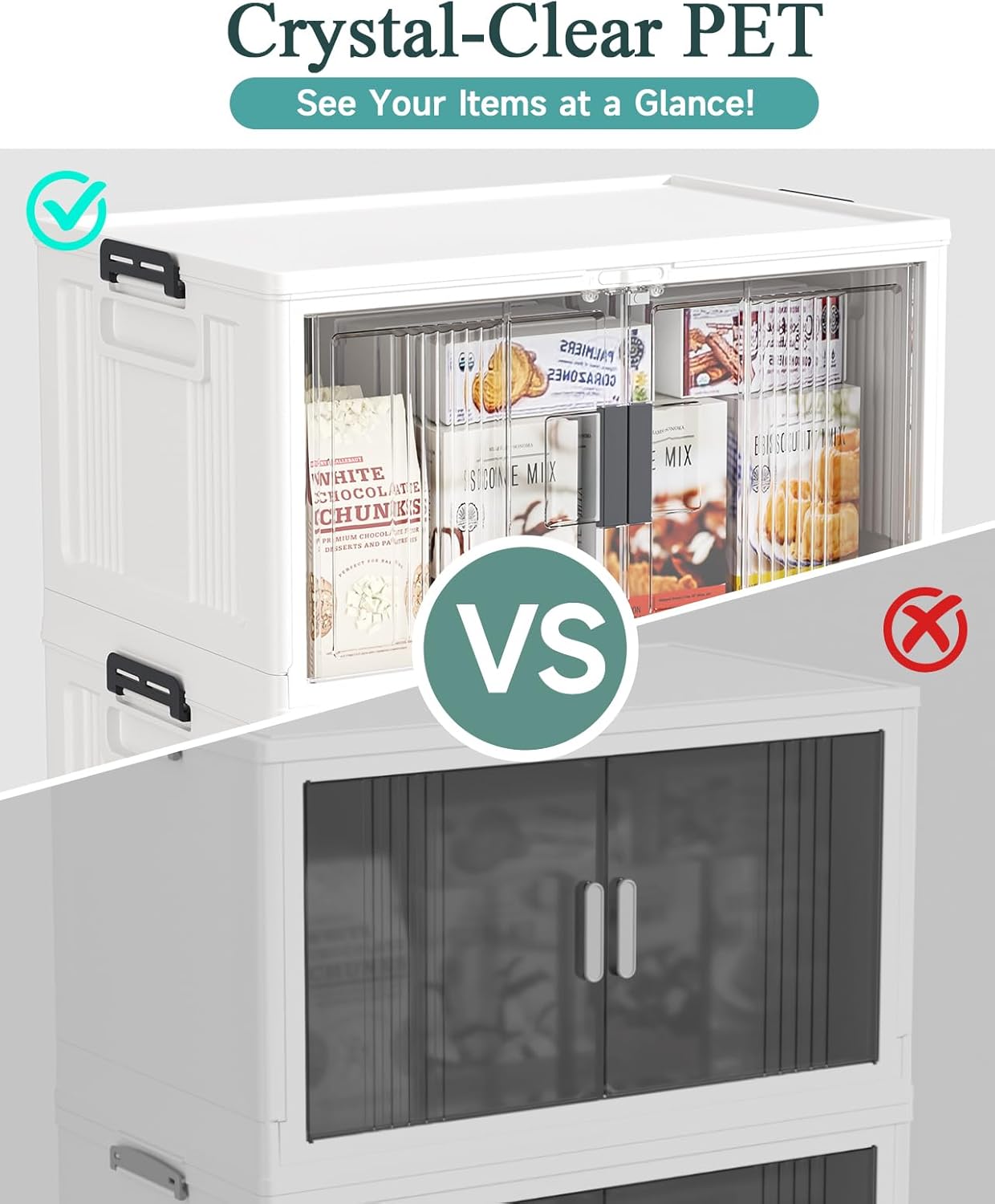 OlarHike 144QT Lockable Storage Bins with Lids - Folding Storage Cabinet with Do...