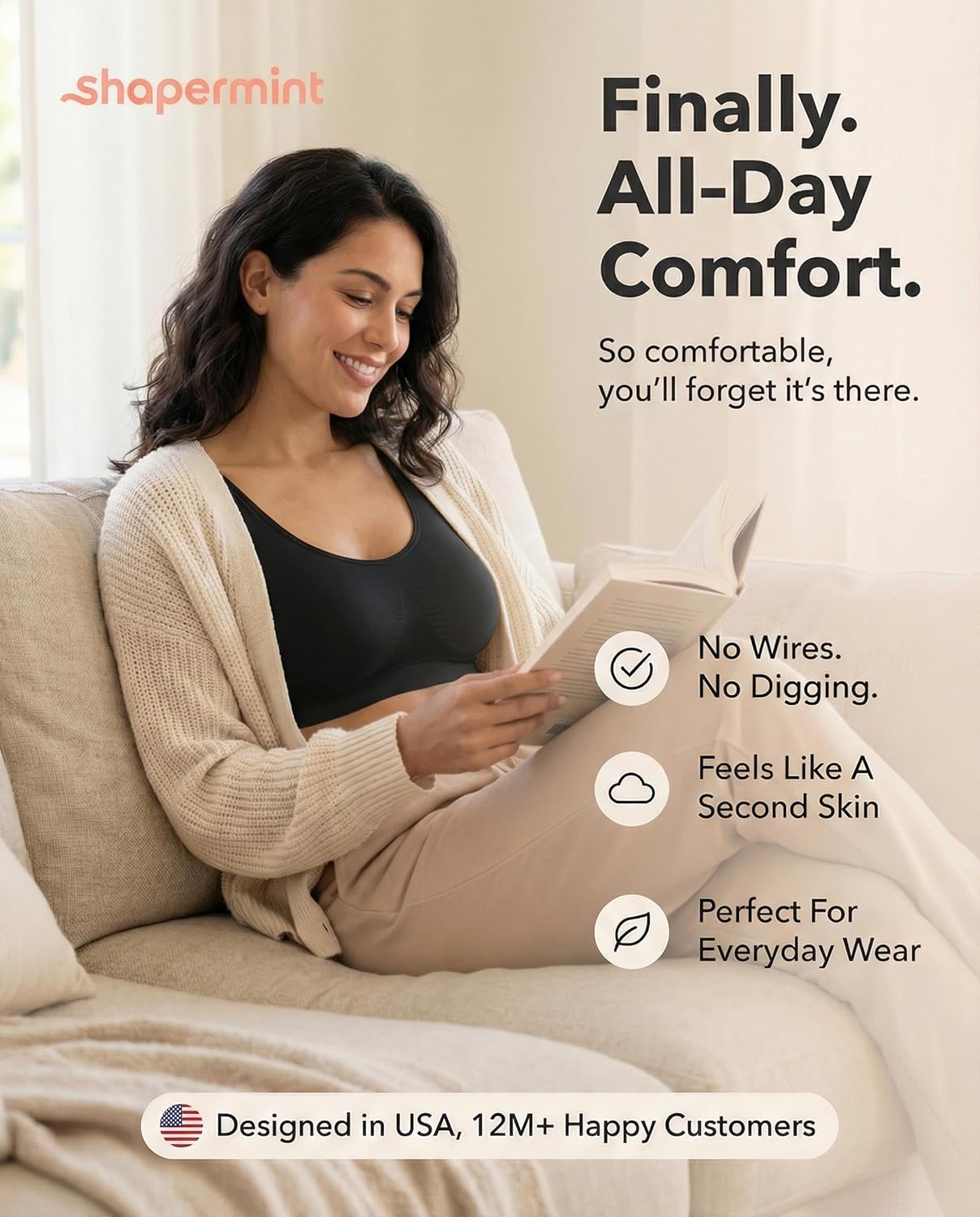 SHAPERMINT Wireless Bras for Women No Underwire – Small to Plus Size Bralettes w...