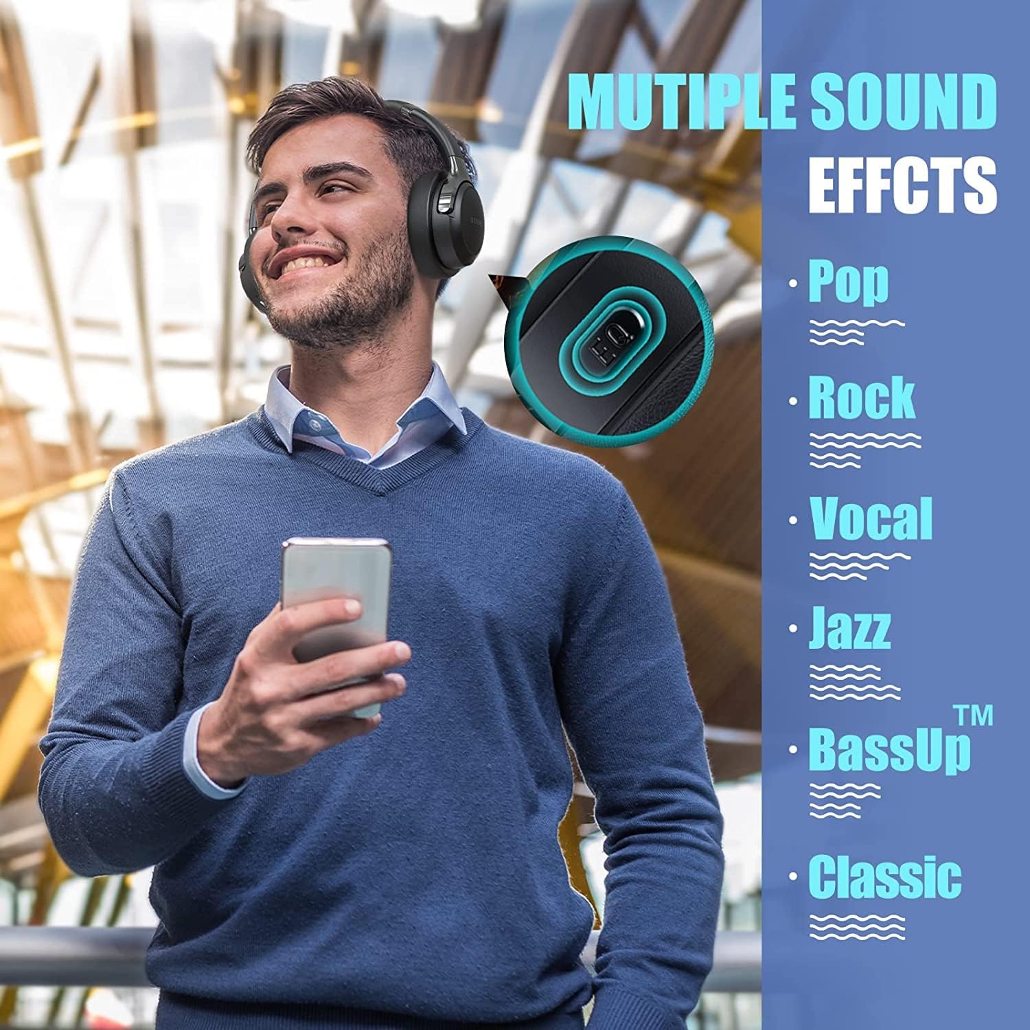 BERIBES Bluetooth Headphones Over Ear, 65H Playtime and 6 EQ Music Modes Wireles...