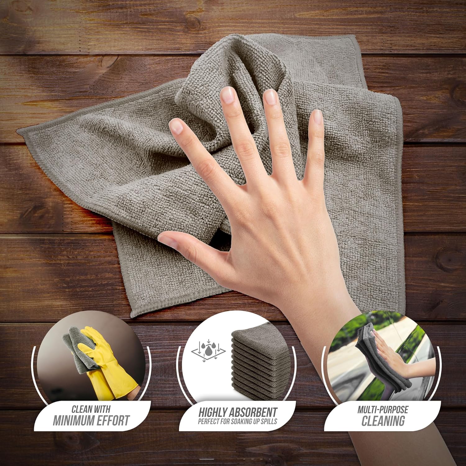 Microfiber Cleaning Cloth, Large Size 40x40cm, Super Absorbent Lint Free Microfi...