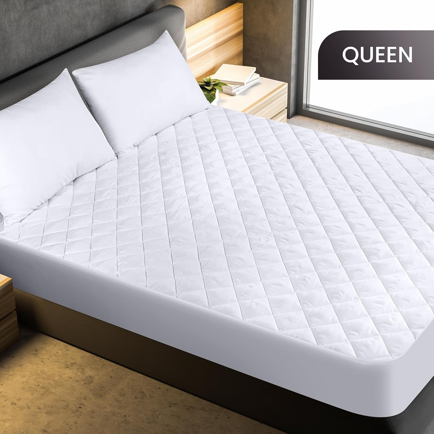 Utopia Bedding Quilted Fitted Mattress Pad, Queen Size, Elastic Fitted Mattress...
