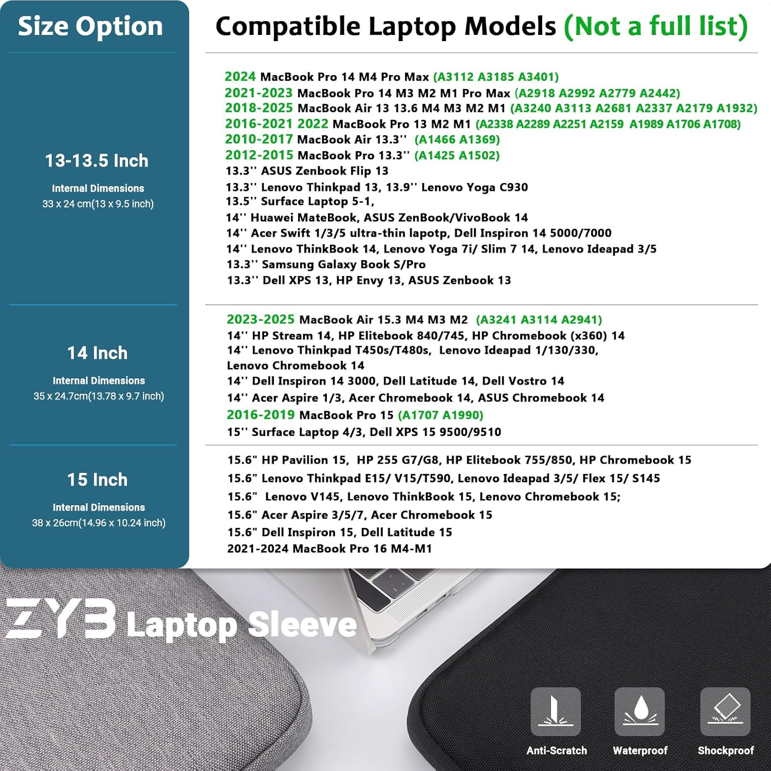 ZYB Waterproof Laptop Sleeve 13-13,3 Inch,Laptop Case 13 13.3 Inch+ for 2017-202...