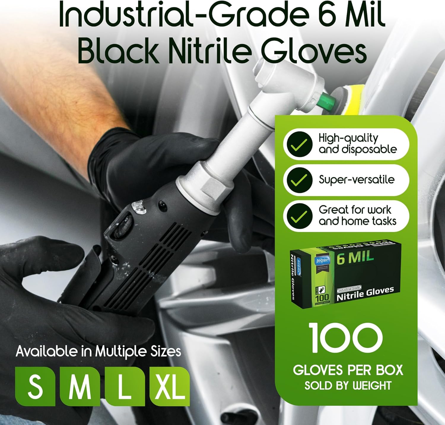 Inspire Black Nitrile Gloves HEAVY DUTY 6 Mil Nitrile Chemical Resistant Medical...