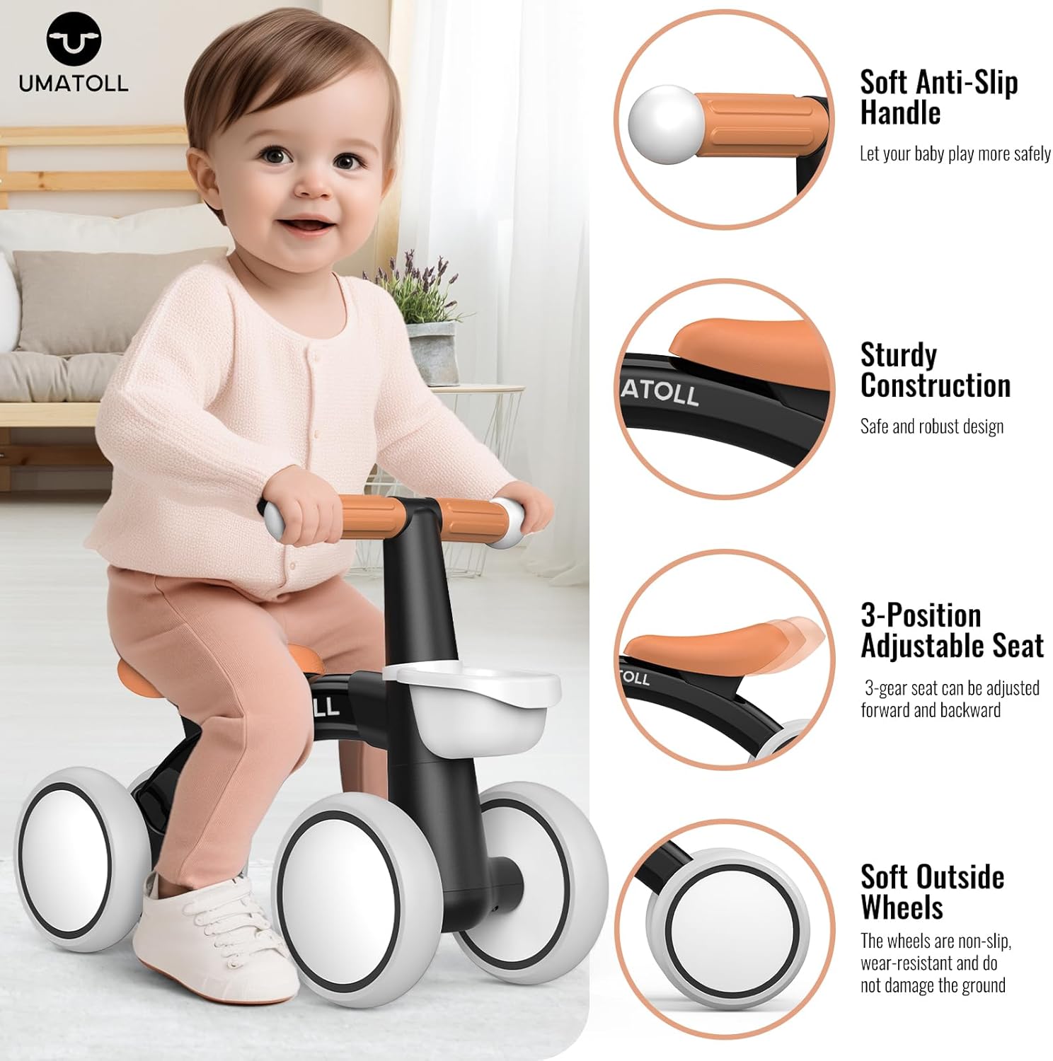 Umatoll Baby Balance Bike for 1 Year Old Boys Girls, 12-24 Months Toddler Balanc...