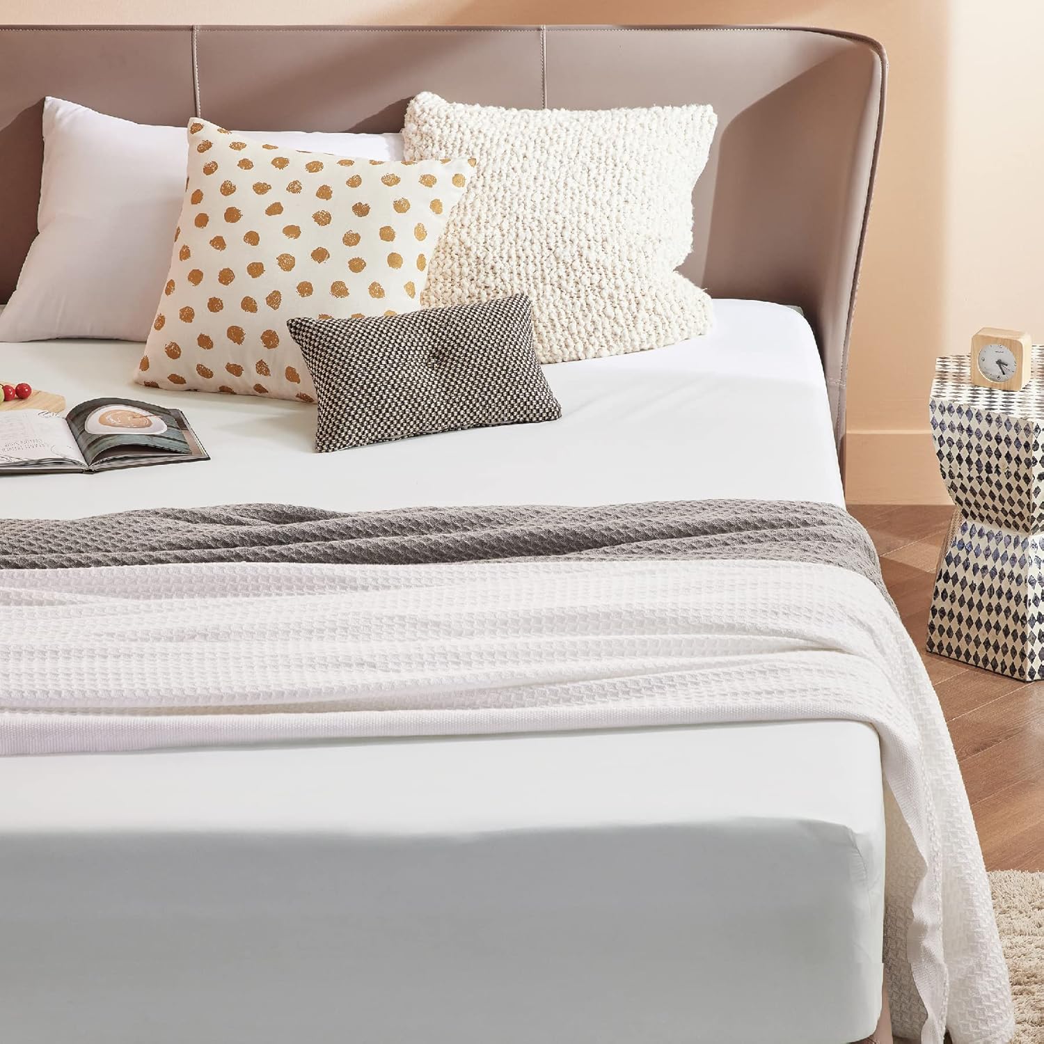 Bedsure Double Fitted Sheet Deep - Bed Sheets Extra Deep Pocket 16 inch (40 cm)...