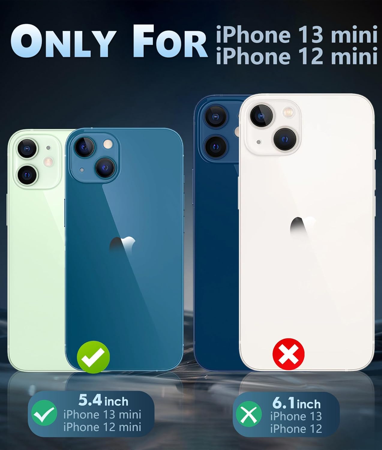 FNTCASE for iPhone 13 Mini Case: iPhone 12 Mini Case with Screen Protector Clear...