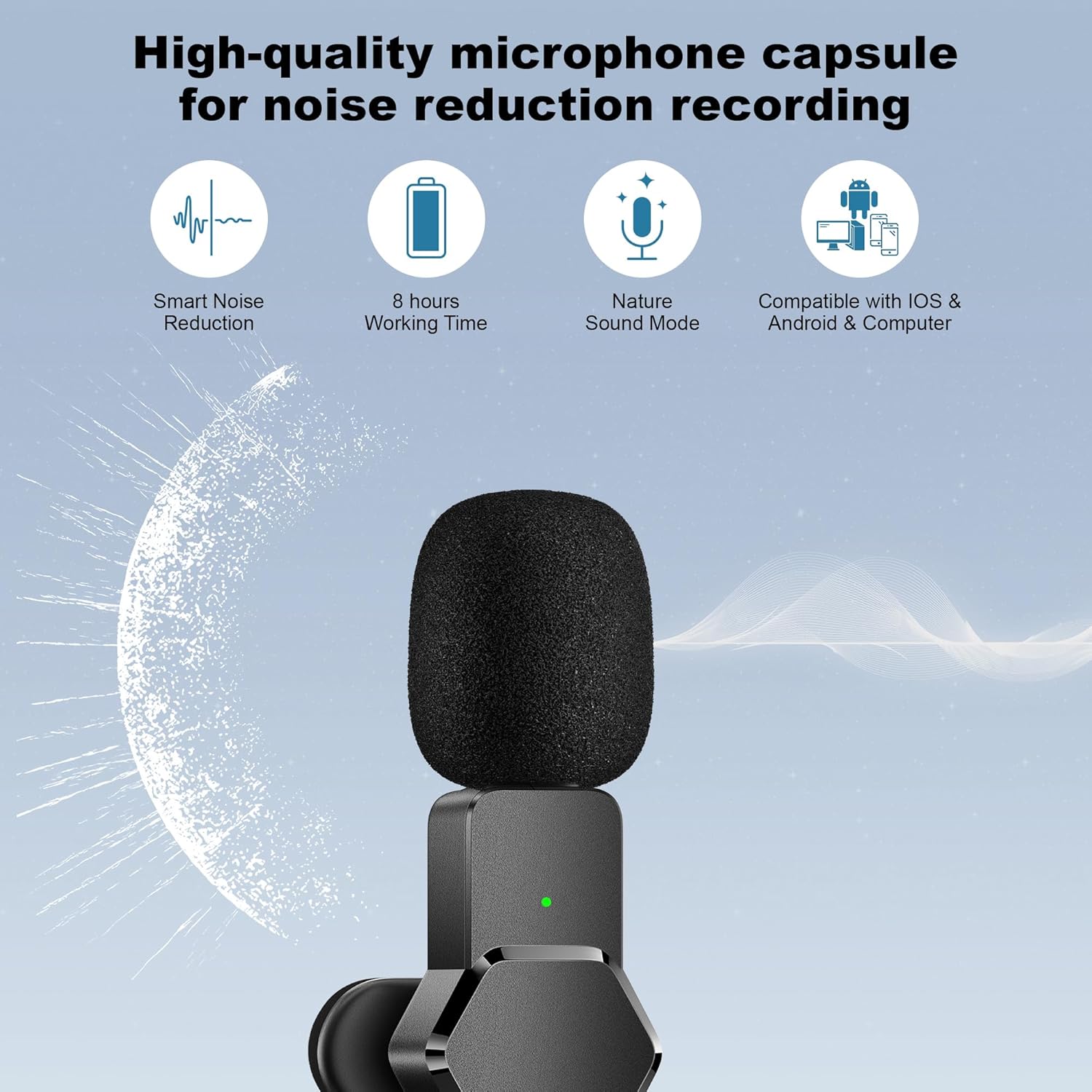 Wireless Lavalier Microphone for iPhone - Android Computer, Mini Microphone with...