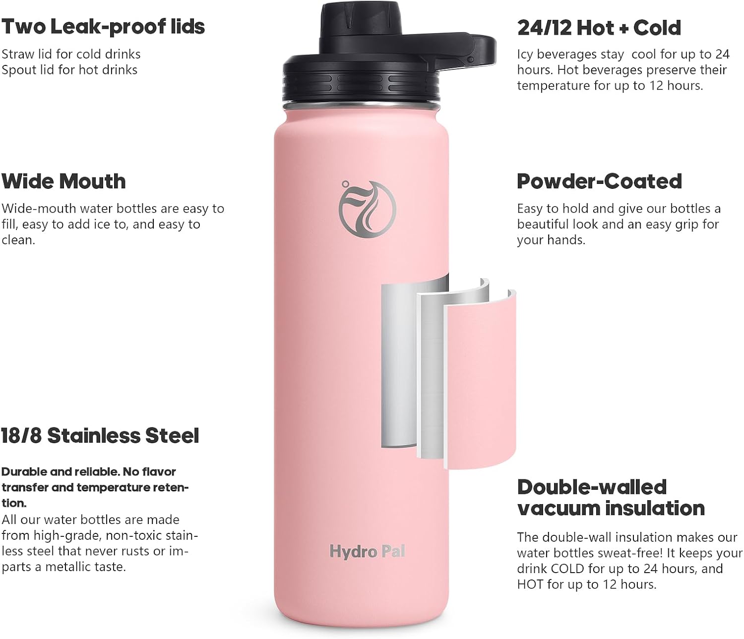 High-Quality HydroPal Stainless Steel Water Bottle, Special Insulated Water Bott...