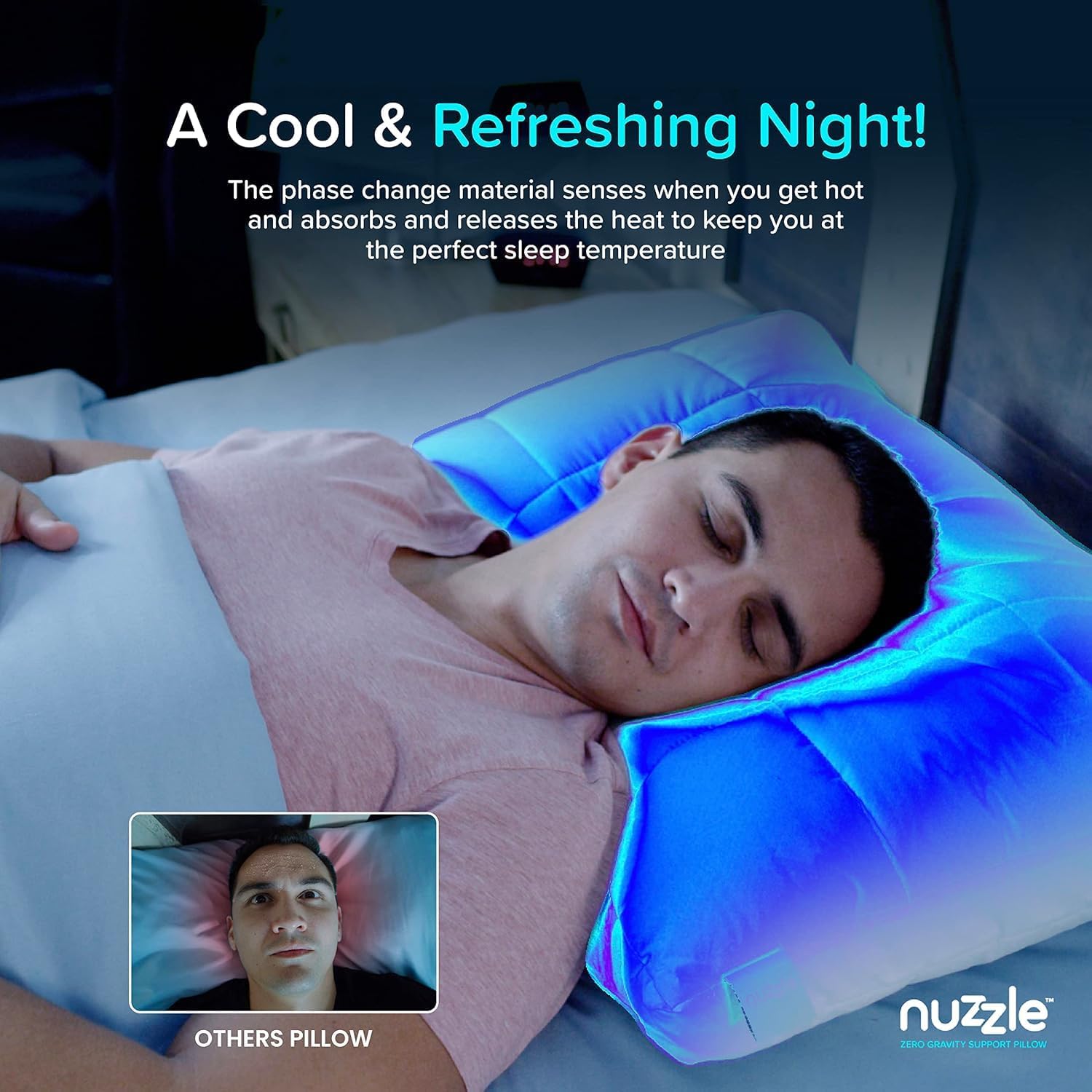 Nuzzle Cooling Adjustable Pillow for Side Sleepers, Luxury Standard Size Bed Pil...