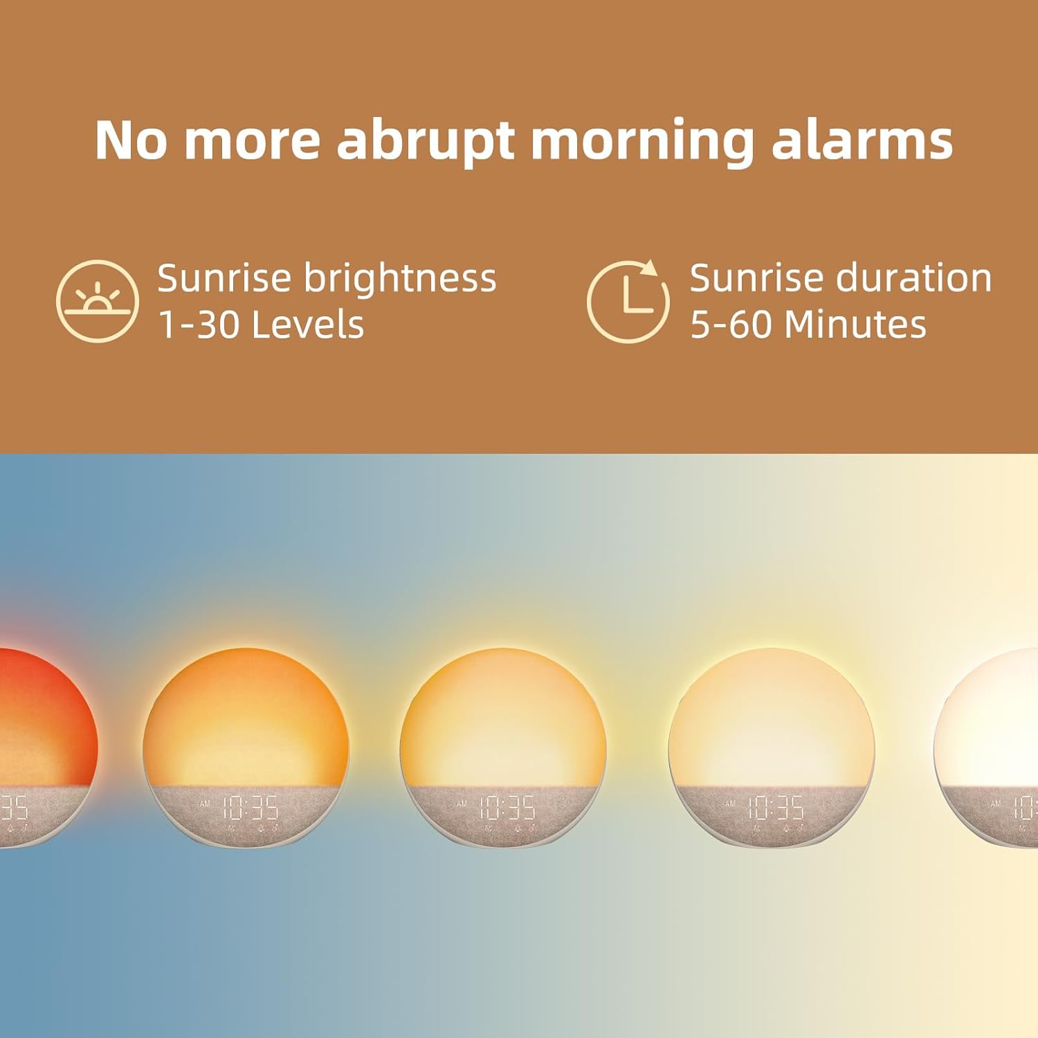 Sunrise Alarm Clock White Noise Machine: Natural Wake Up Light - Dimmable Clock...