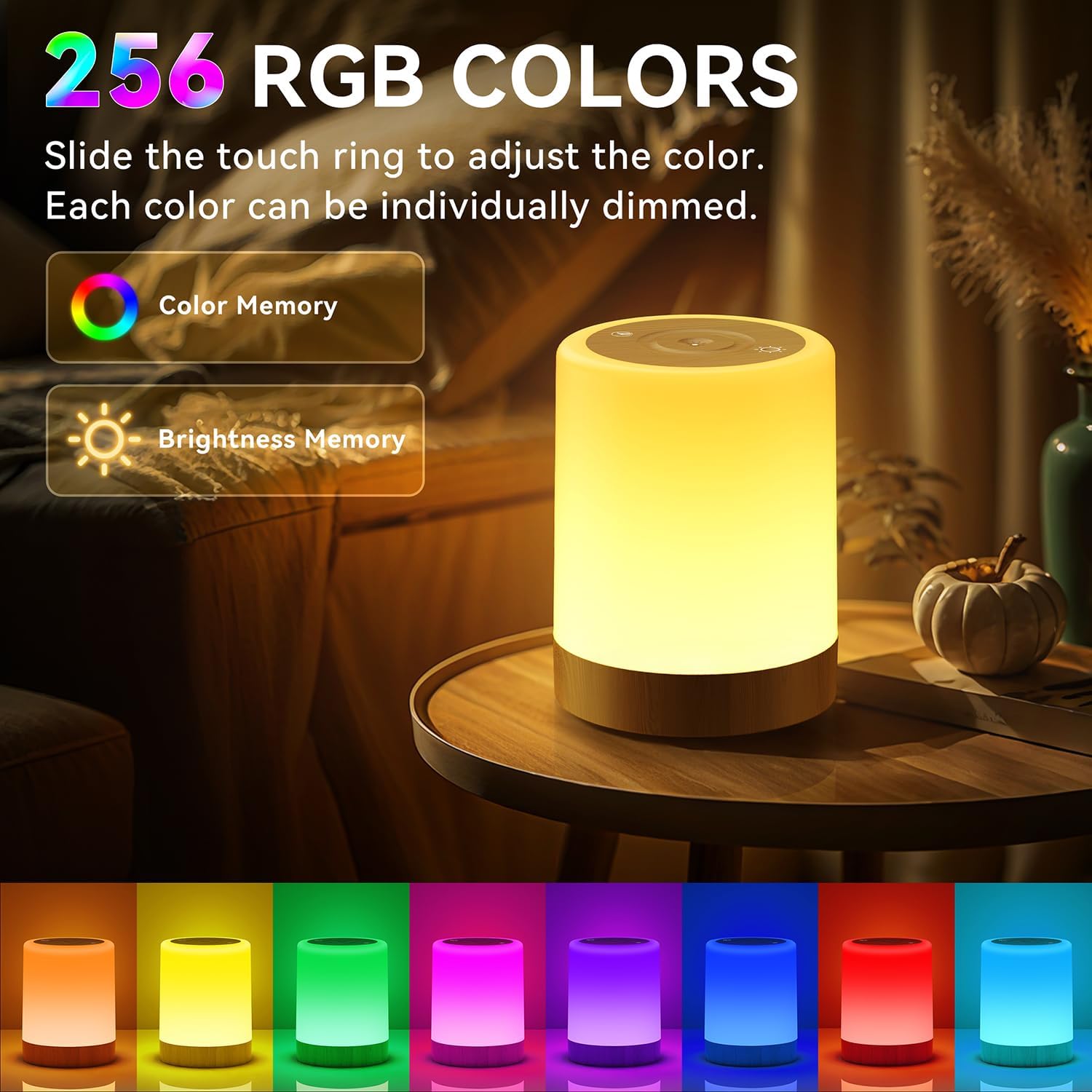 Auxmir Night Light, 3000mAh Rechargeable Baby Table Lamp, Smart Dimmable Touch C...