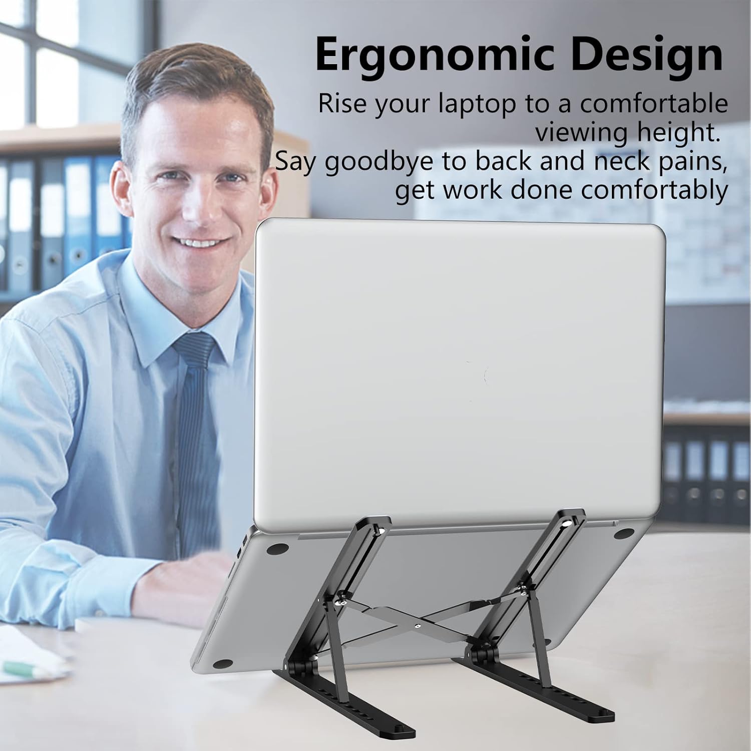 Tonmom Laptop Stand for Desk, Adjustable Laptop Riser ABS+Silicone Foldable Lap...