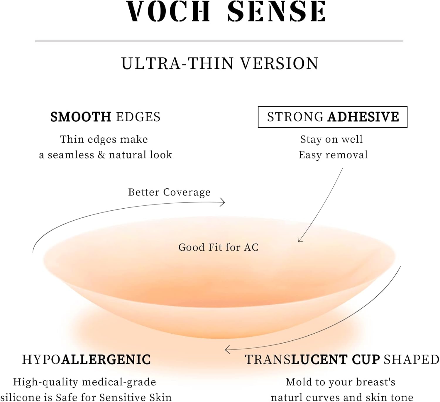 VOCH GALA Nipple Covers 2 Pairs-Seamless and Sheer Adhesive Silicone Nipple Past...