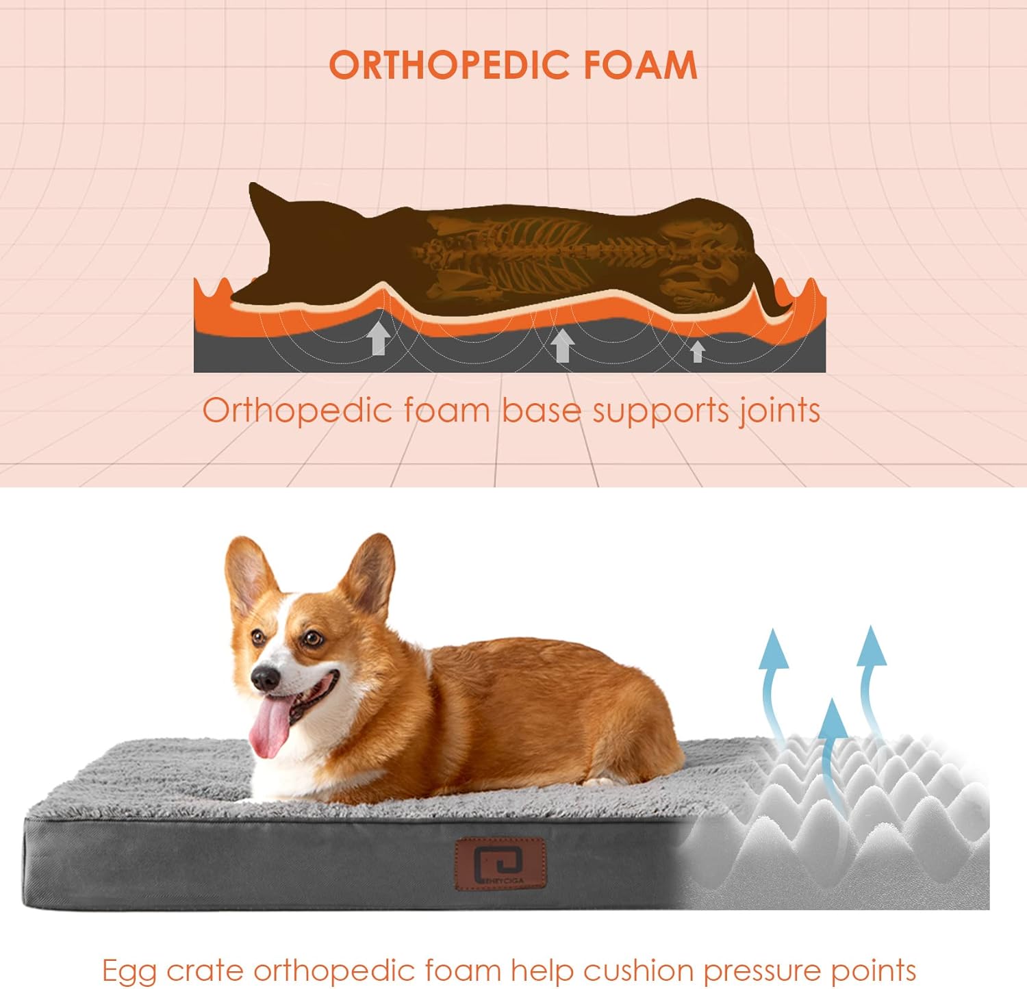 EHEYCIGA Orthopedic XXL Dog Bed Mattress with Removable Washable Cover for Crate...