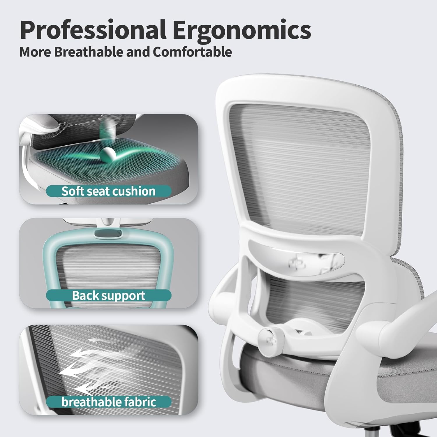 Office Chair - Ergonomic Desk Chair with Adjustable Lumbar Support, Mesh Compute...