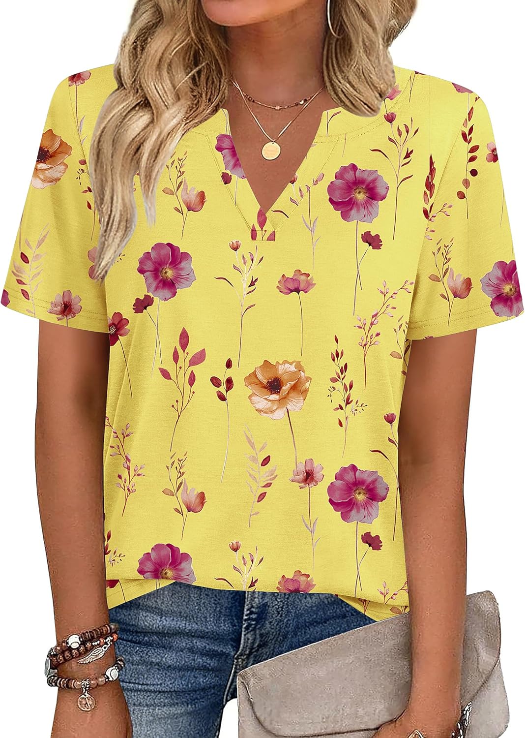 Zeagoo Womens Tops, Special Short Sleeve V Neck Tee Shirts for Cute Dressy Casua...