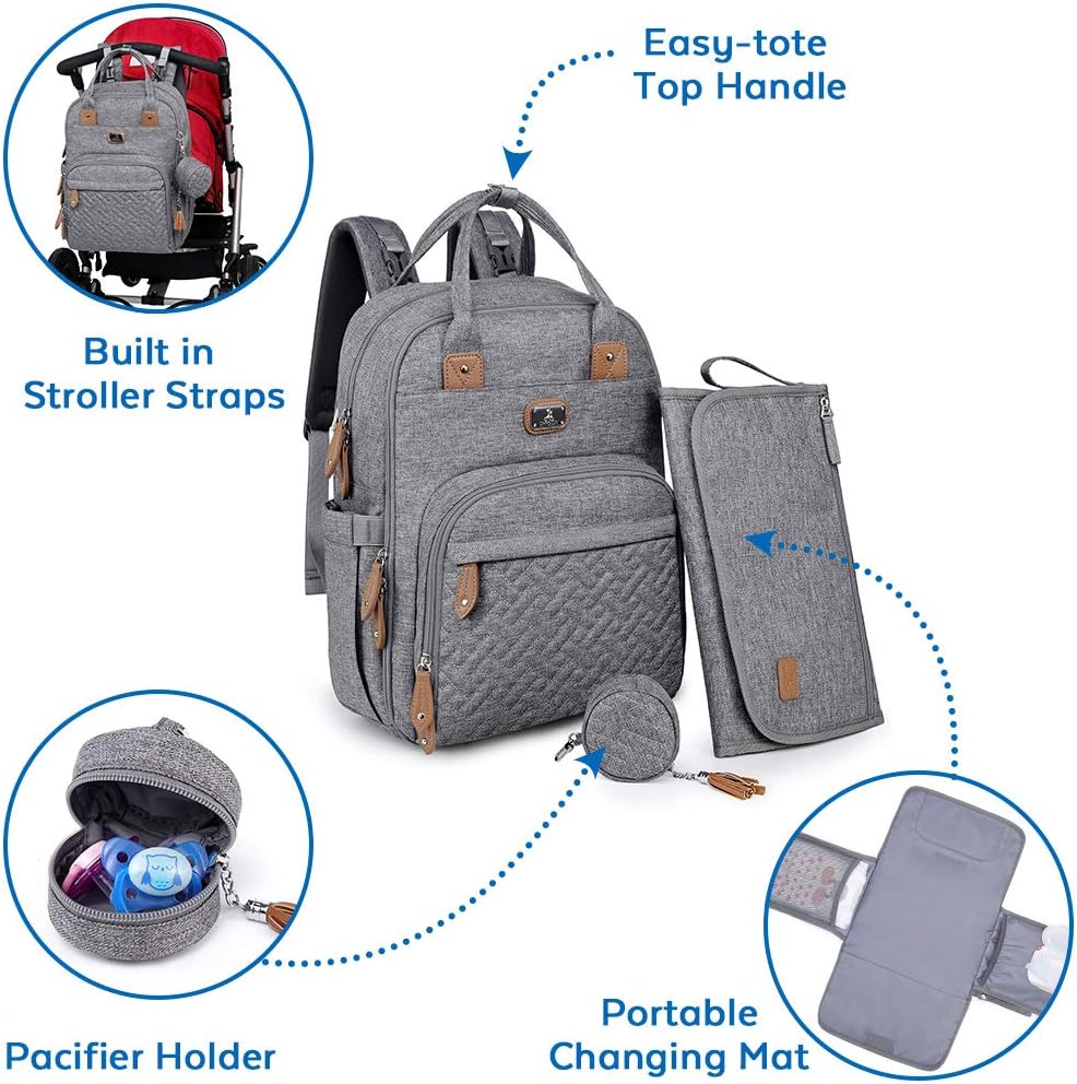 Dikaslon Changing Bag Backpack, Large Nappy Back Pack Multifunction Baby Bags wi...