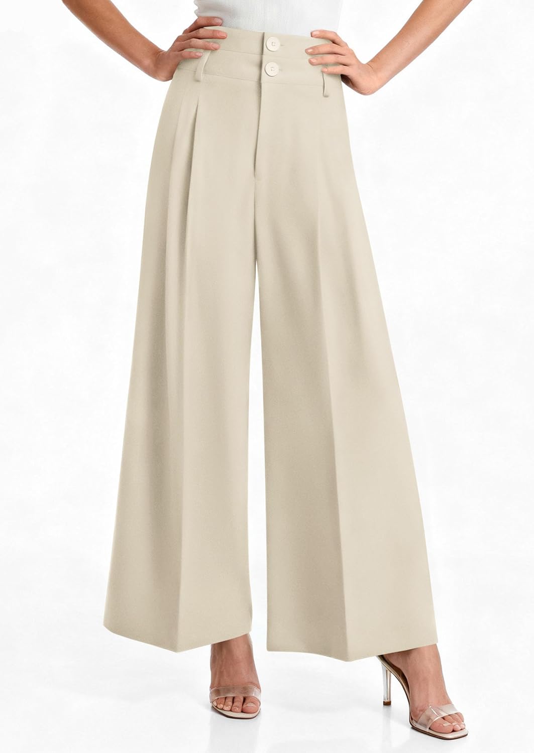 PRETTYGARDEN Womens Spring Trousers, Trendy Women's Wide Leg Palazzo Pants, Spec...