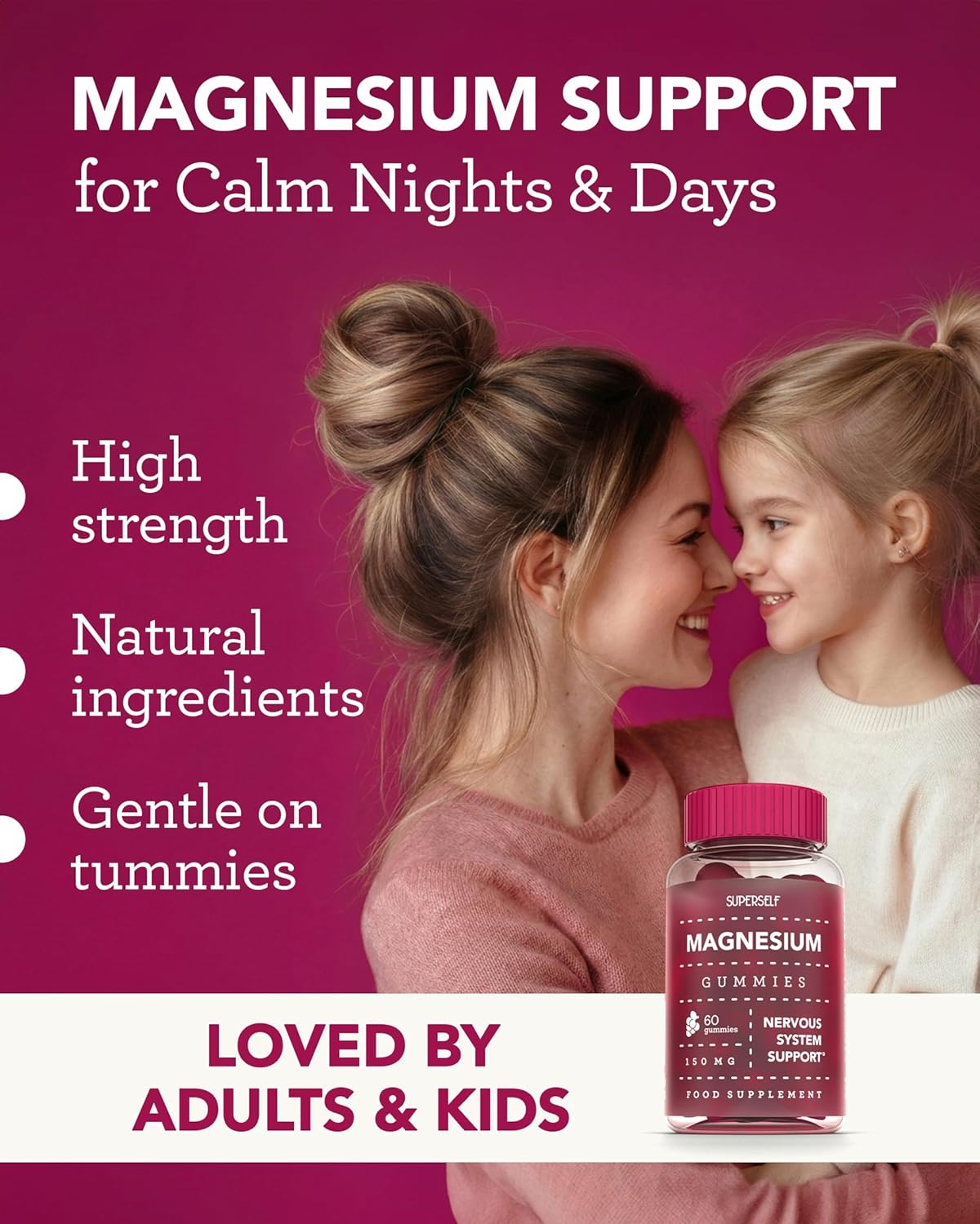 Magnesium Gummies for Adults & Kids - 150mg Magnesium Supplements for Sleep, Rel...