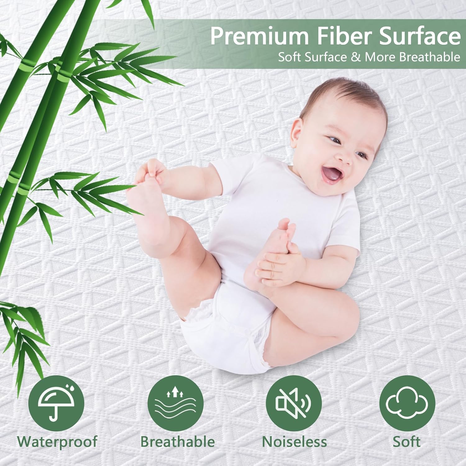 Premium Waterproof Mattress Protector Queen Size, Breathable Bed Cover 3D Air Fa...