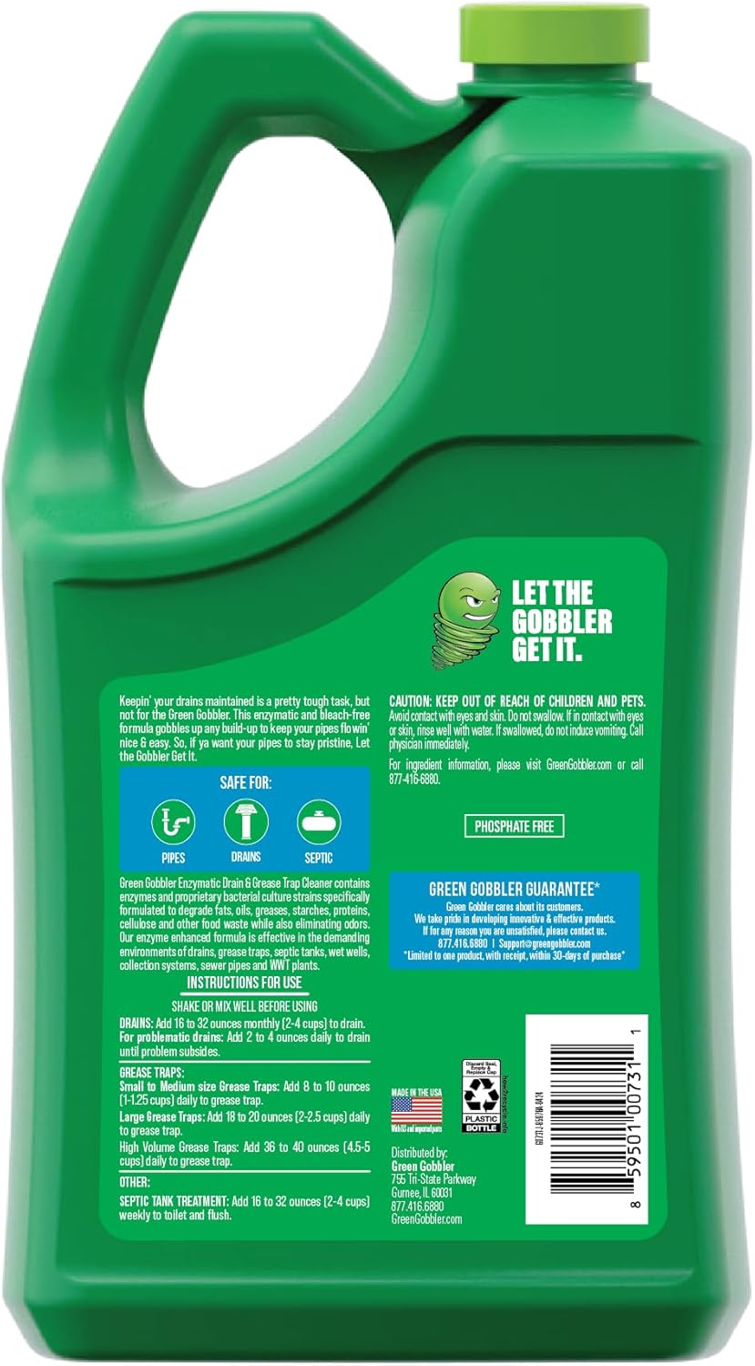 Green Gobbler Enzyme Drain Cleaner | Controls Foul Odors & Breaks Down Grease, P...