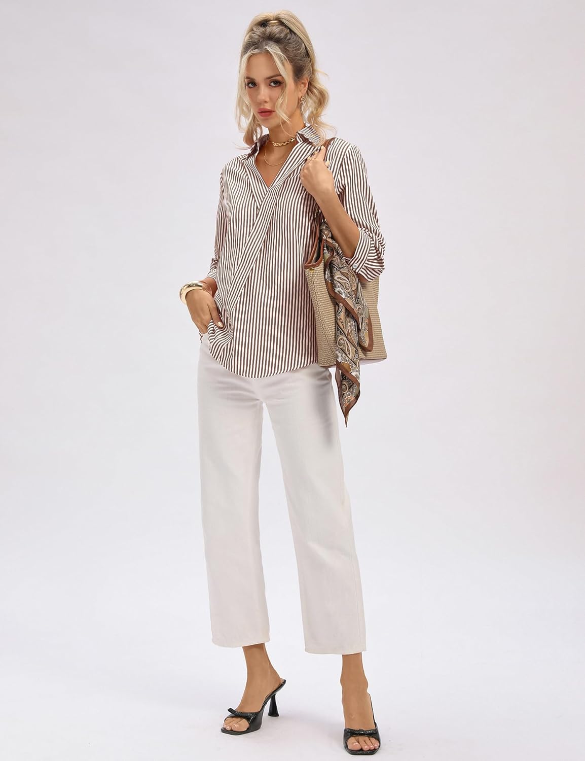 Special LOMON Womens Tops, Trendy Dressy V Neck Collared Shirts for Business Cas...