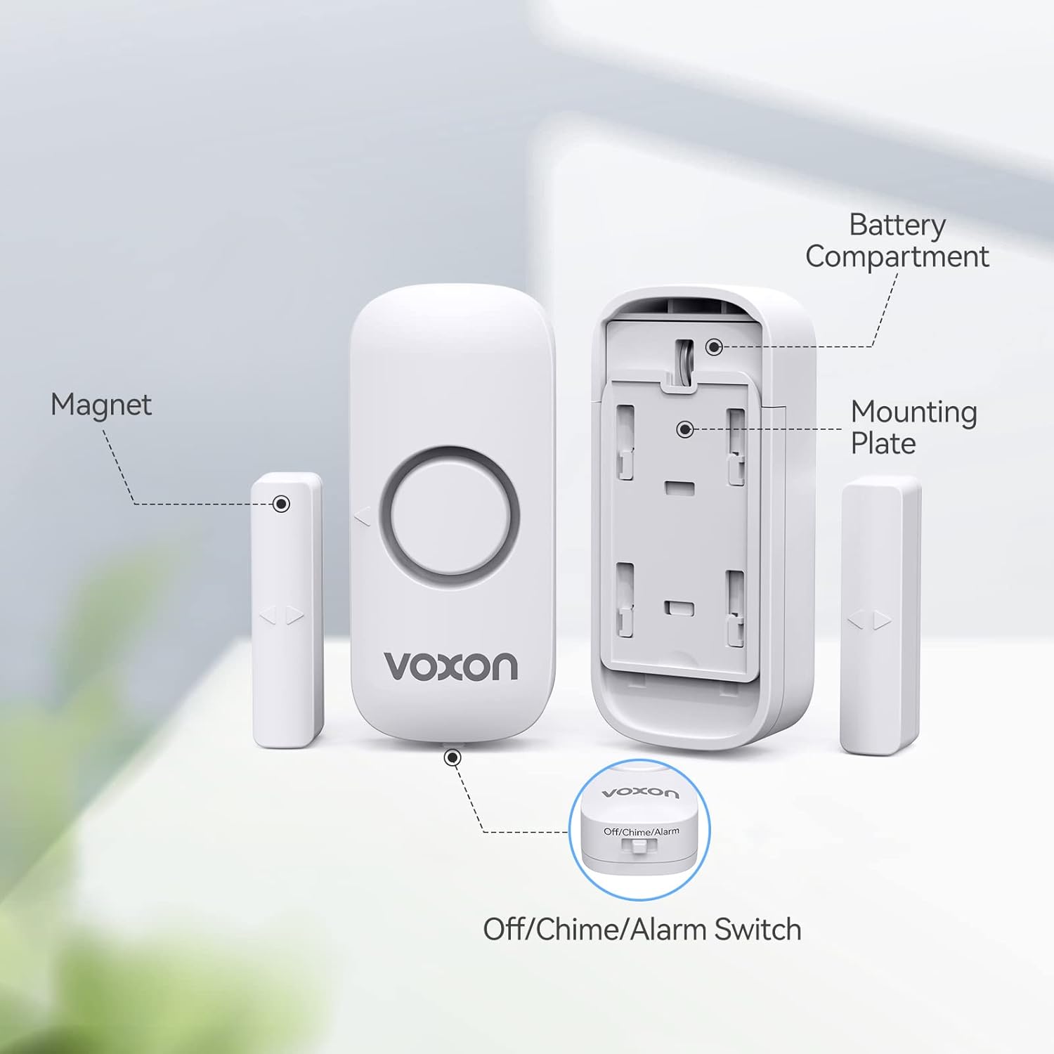 VOXON Wireless Door and Window Alarm Sensor 2 Pack 2 Modes Magnetic Window Door...