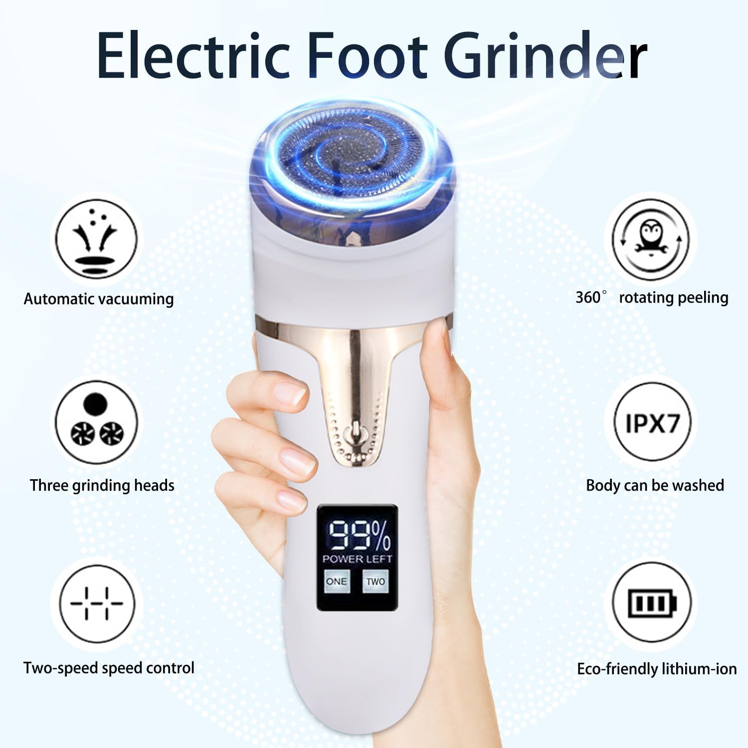 Electric Callus Remover for Feet, Innovative Pedicure Kit with Dander Vacuum, Po...