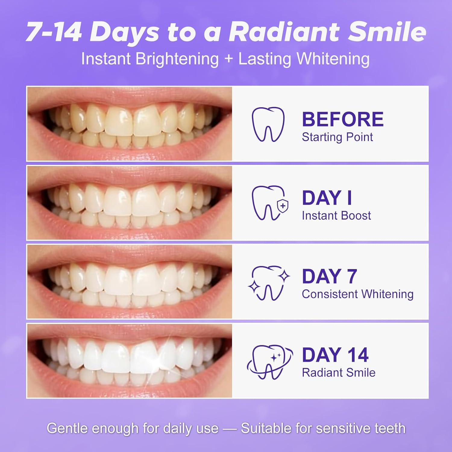 Purple Teeth Whitening Strips, Special Teeth Whitening Solution for 14 Treatment...