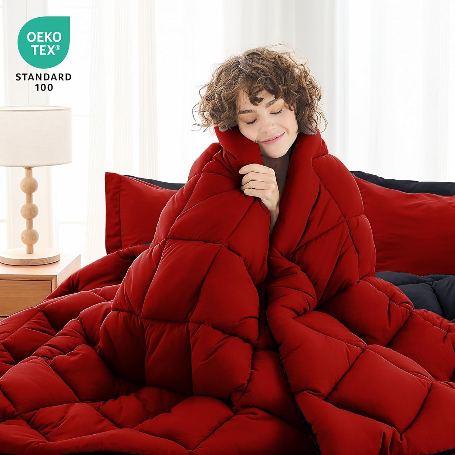 MUXHOMO 7 Pieces Queen Comforter Set, Reversible Bed in a Bag Queen Size, All Se...