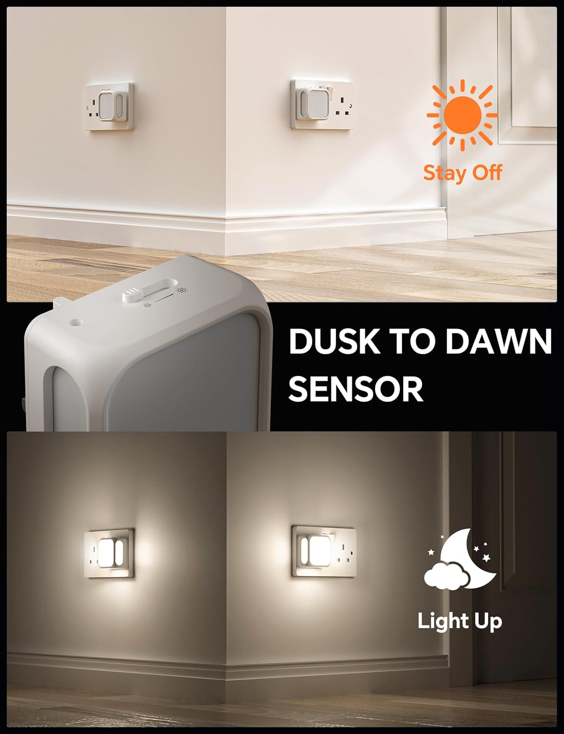 PURSNIC Night Light Plug in Wall, with Dusk to Dawn Photocell Sensor, 4000K Natu...